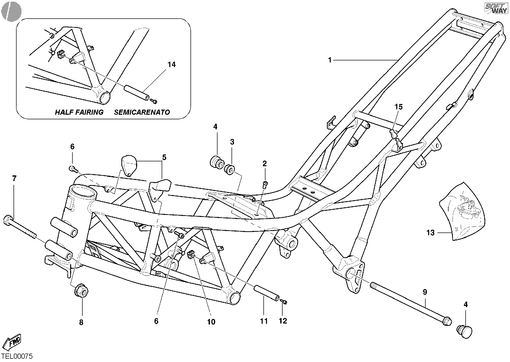 019 CADRE POUR SUPERSPORT 900 SS 2002