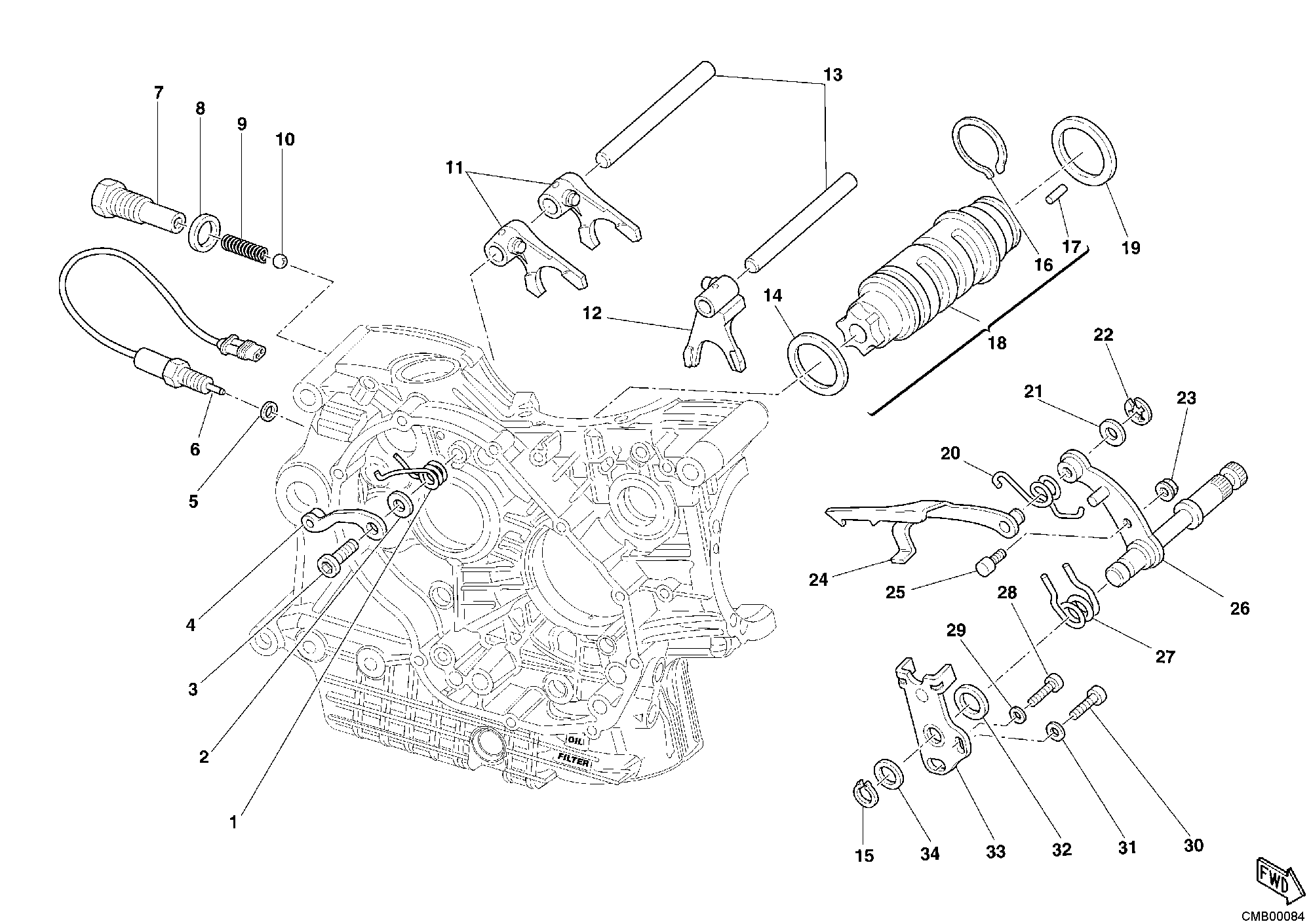 002 TAMBOUR CHANGEMENT VITESSE FOURCHETTE POUR SUPERBIKE 749 S 2004
