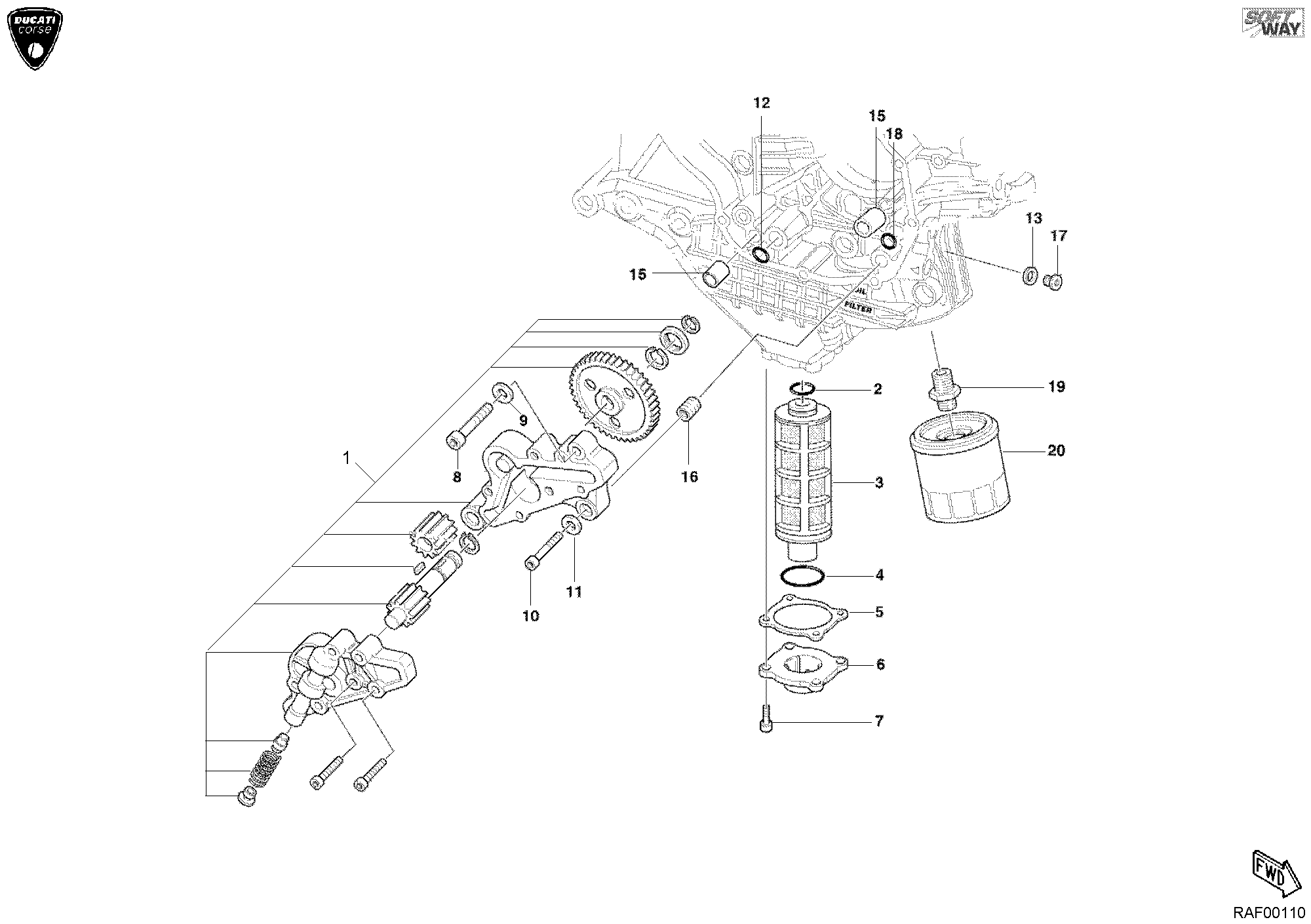 009 POMPE A HUILE FILTRE POUR SUPERBIKE 998 RS 2002
