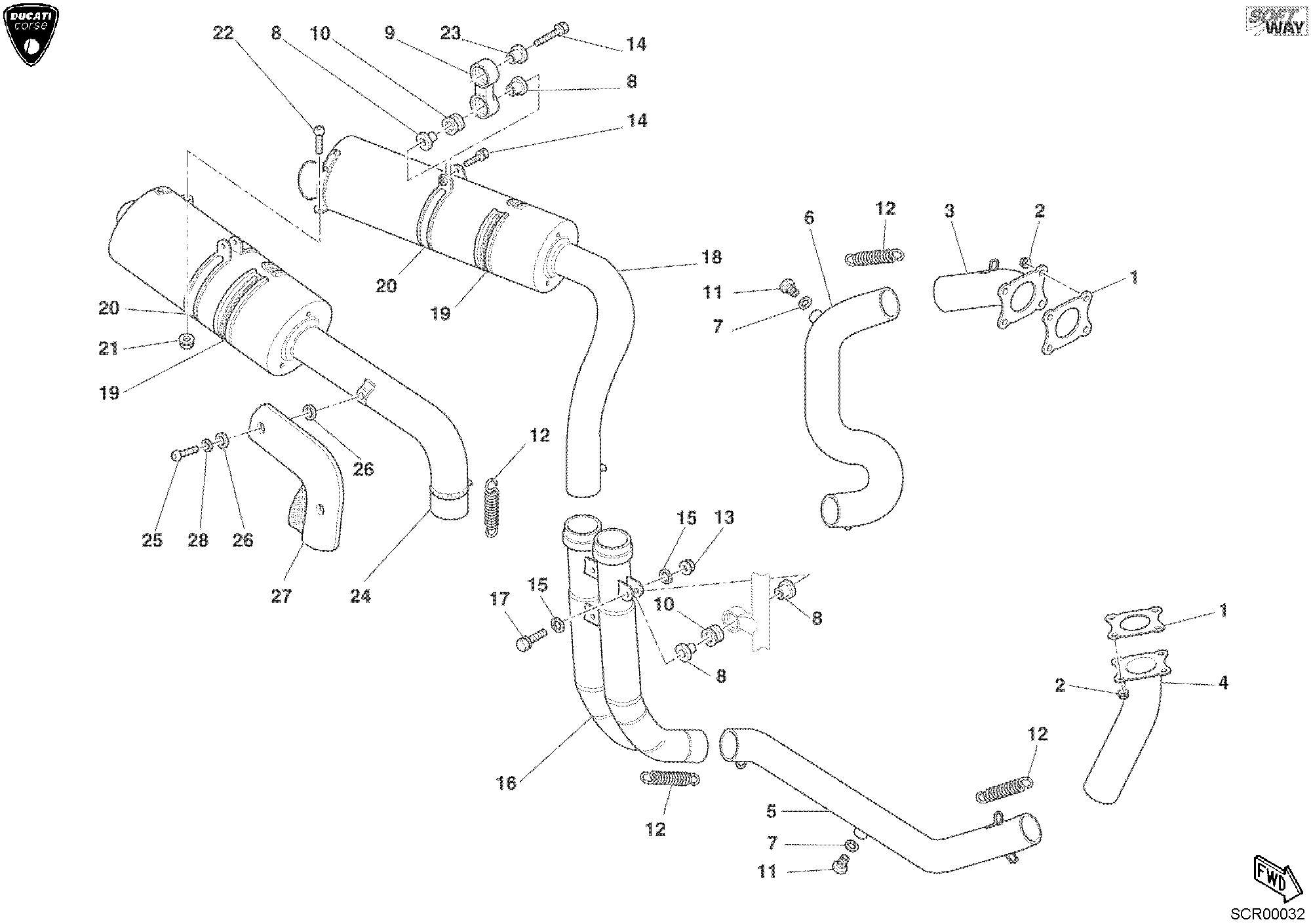 019 ECHAPPEMENT POUR SUPERBIKE 998 RS 2003