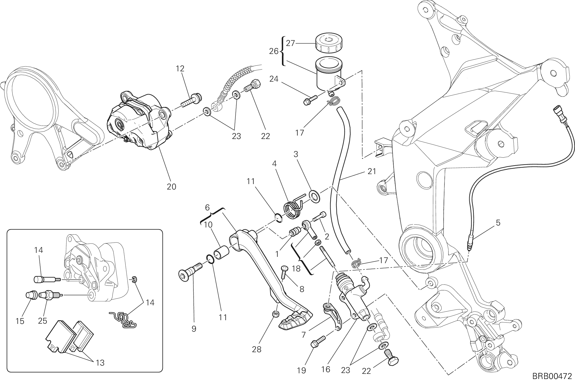 025 SYSTEME DE FREIN ARRIERE POUR MULTISTRADA 1200 ABS 2014