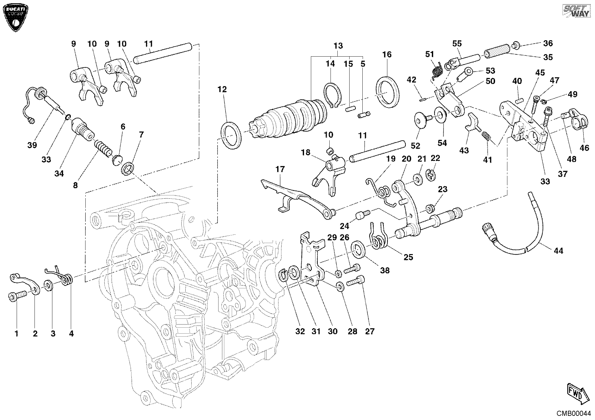 002 ARBRE SELECTEUR DE VITESSES POUR SUPERBIKE 998 RS 2002