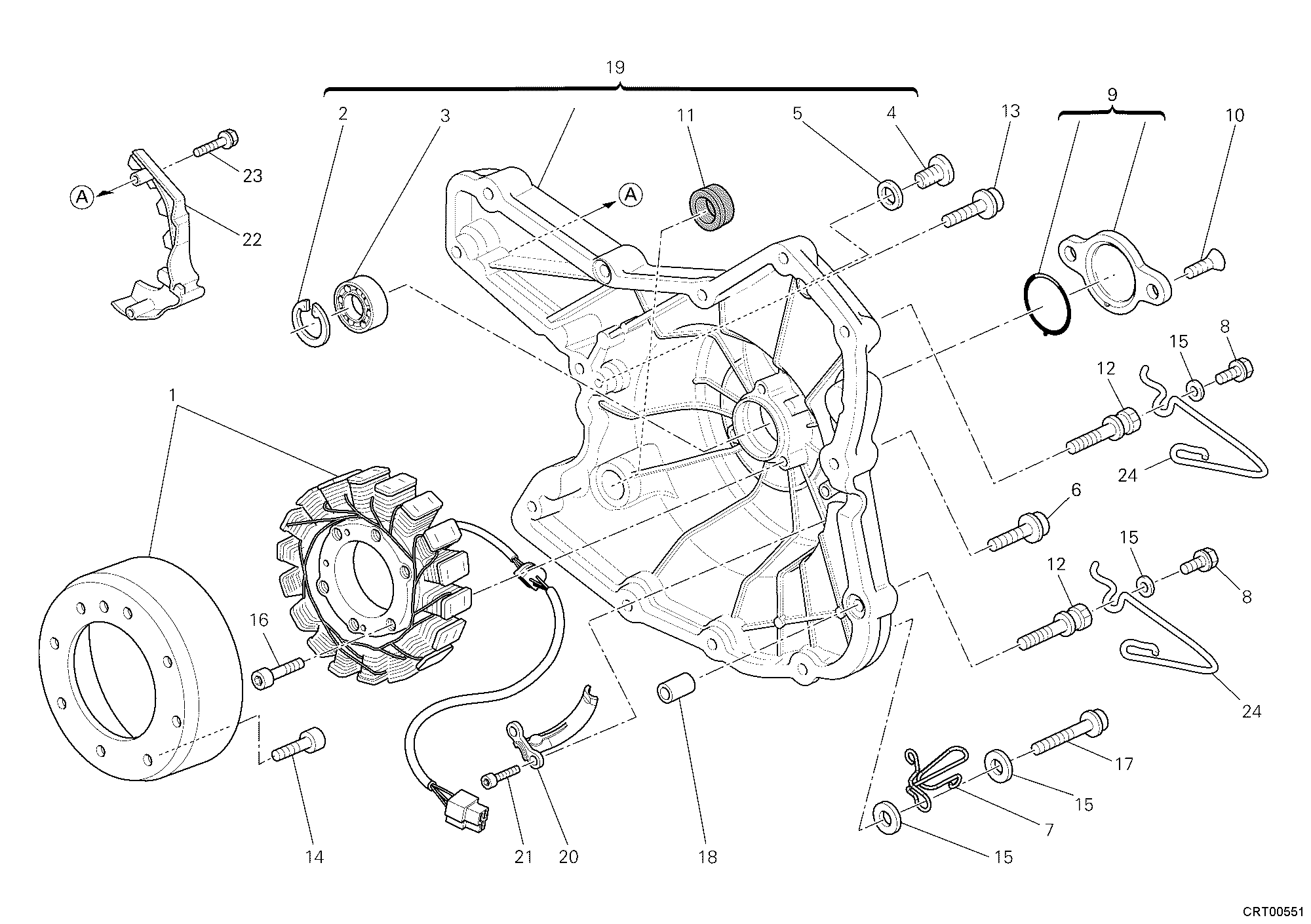 011 COUVERCLE GENERATEUR POUR HYPERMOTARD 796 2010