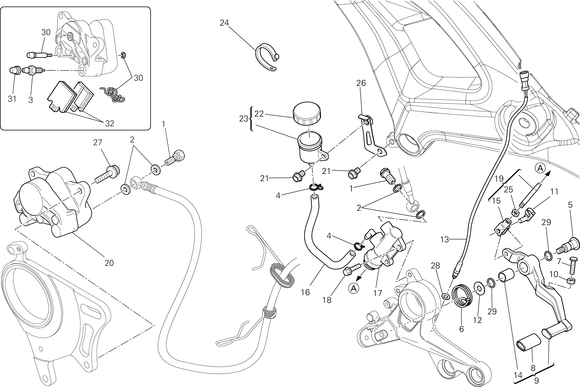 029 SYSTEME DE FREIN ARRIERE POUR MONSTER 1100 EVO ABS 2012