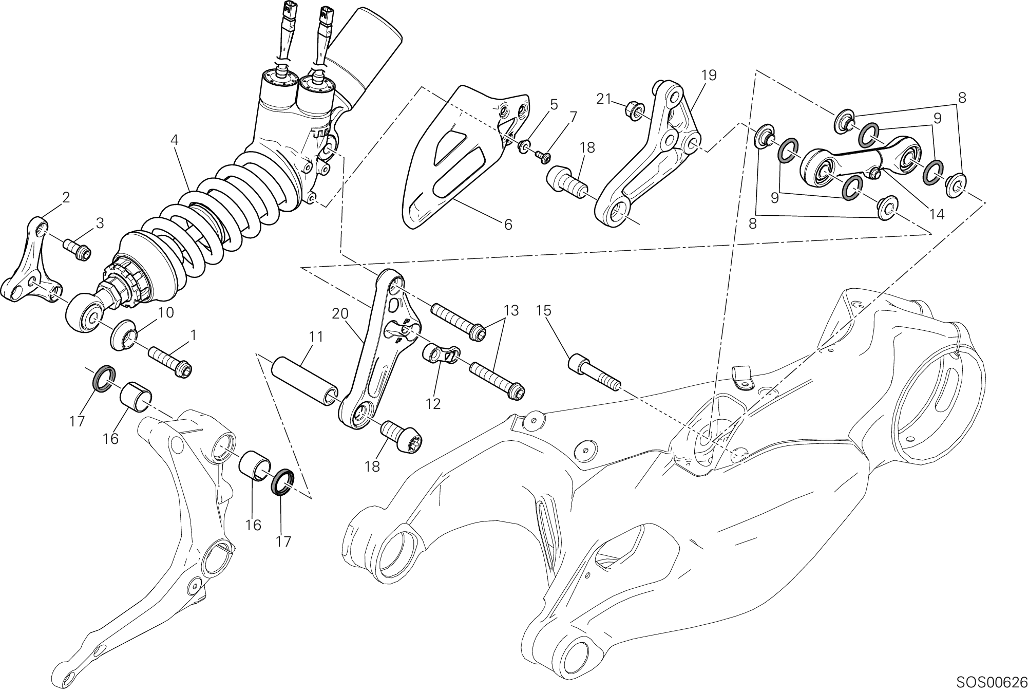 028 SOSPENSIONE POSTERIORE POUR SUPERBIKE 1199 PANIGALE S 2013