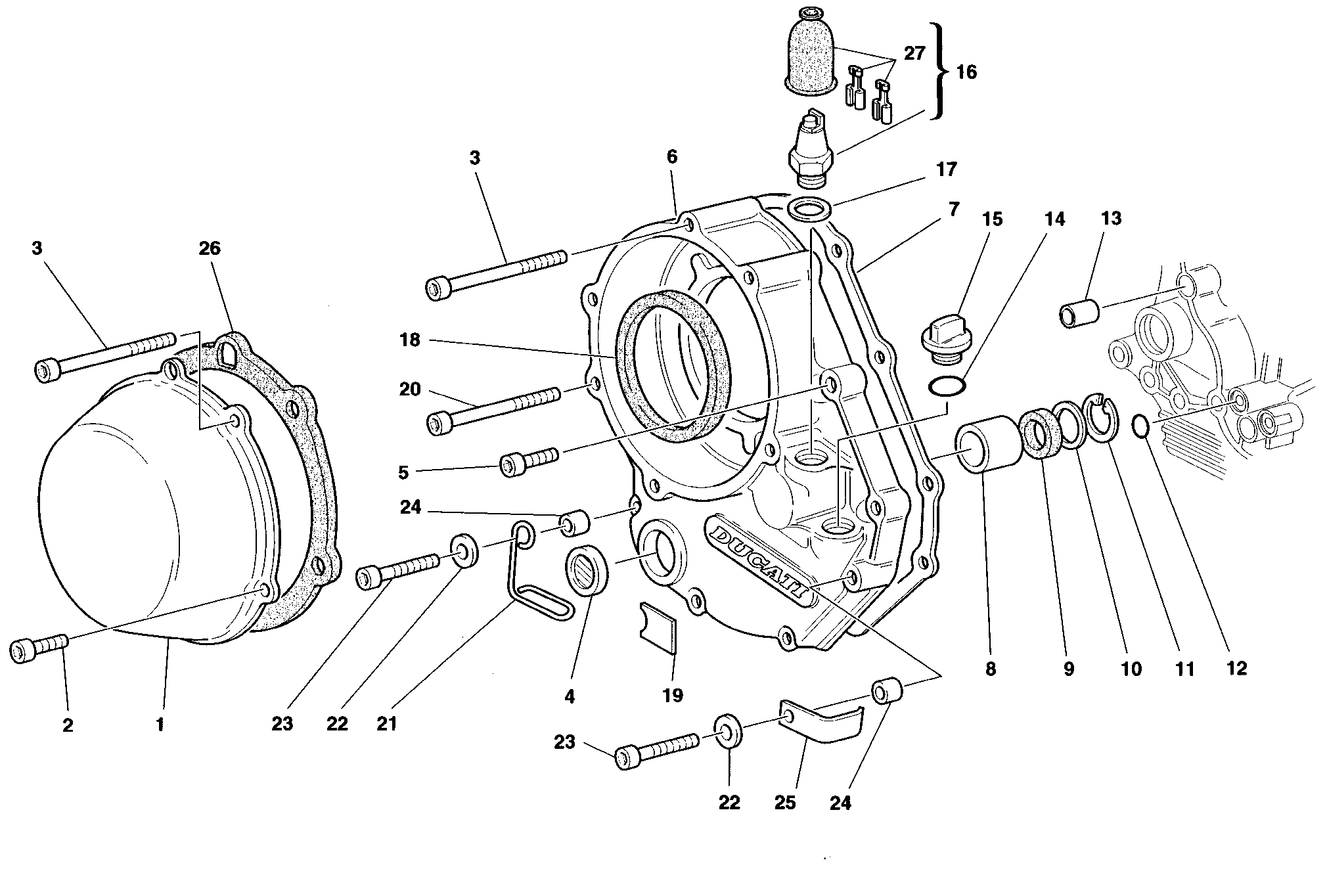 005 COUVERCLE EMBRAYAGE POUR MONSTER 900 S 1998