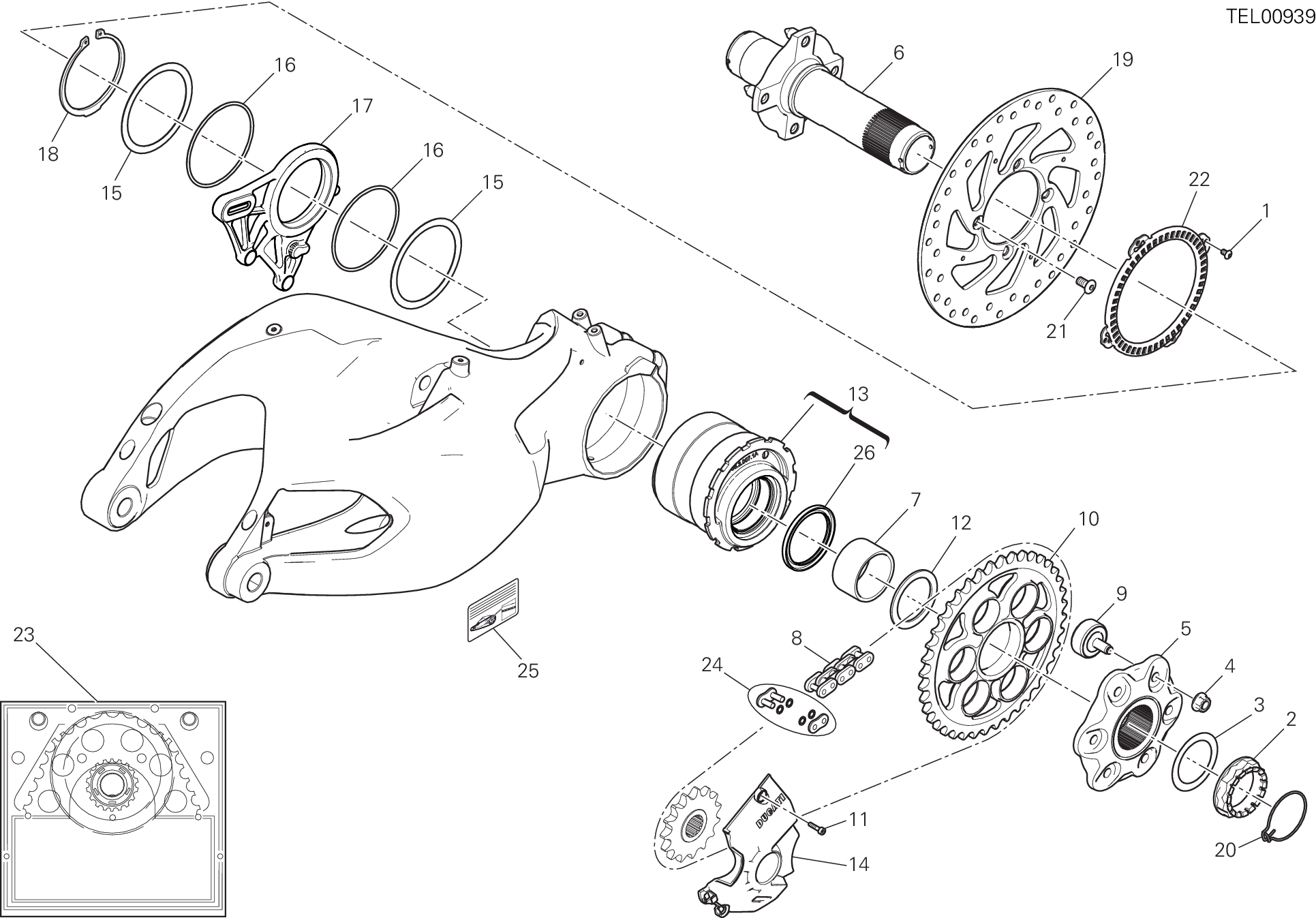 26A MOYEU ROUE ARRIERE POUR MULTISTRADA 1200 ABS 2016