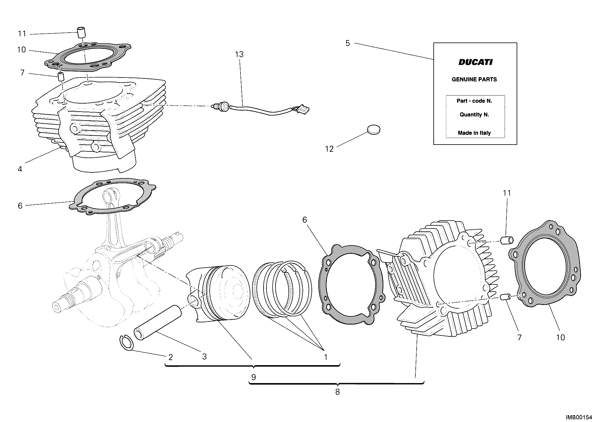 007 CYLINDRE PISTON POUR HYPERMOTARD 1100 EVO 2012