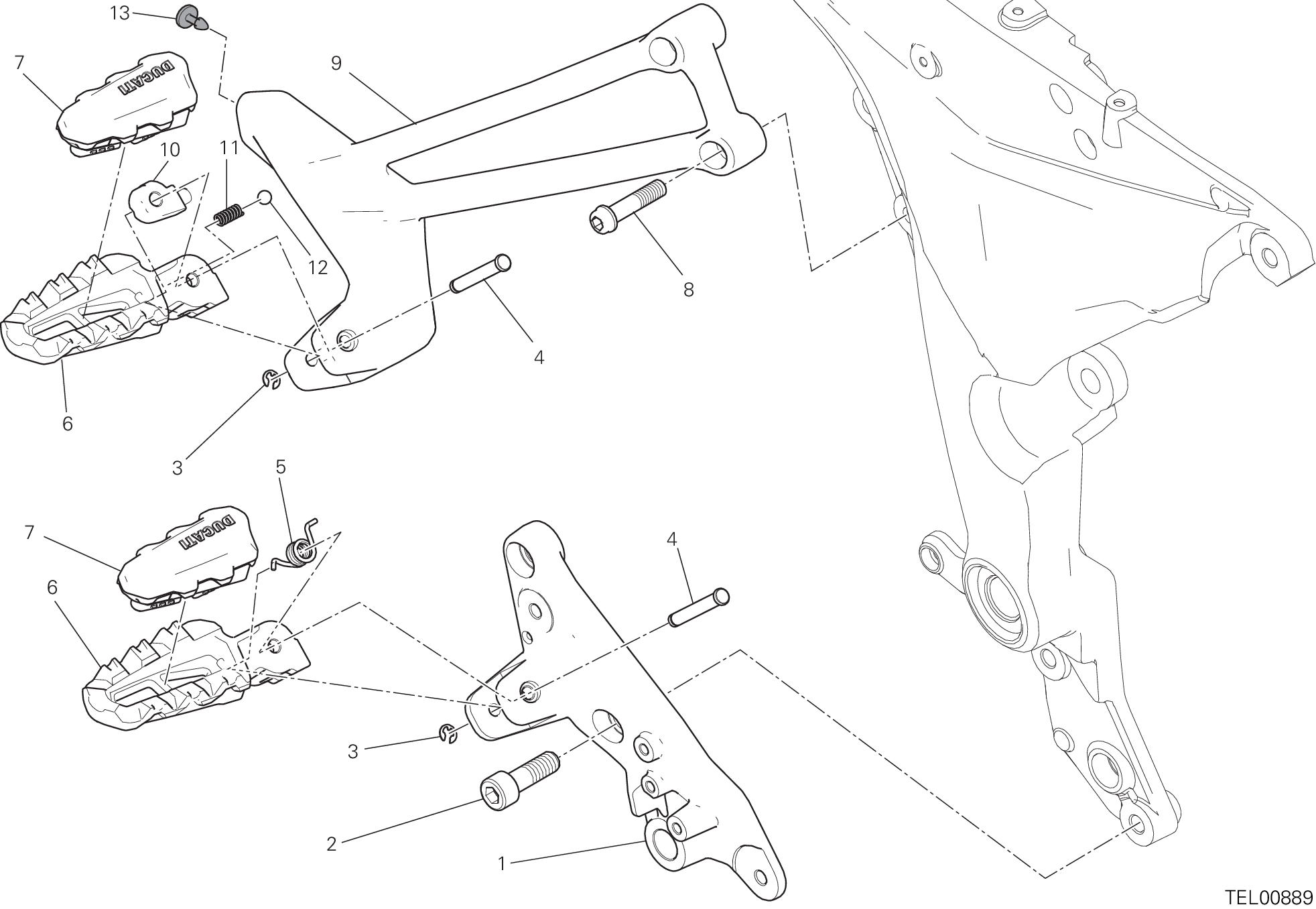 27D REPOSE PIEDS DROIT POUR MULTISTRADA 1260 S PIKES PEAK 2020