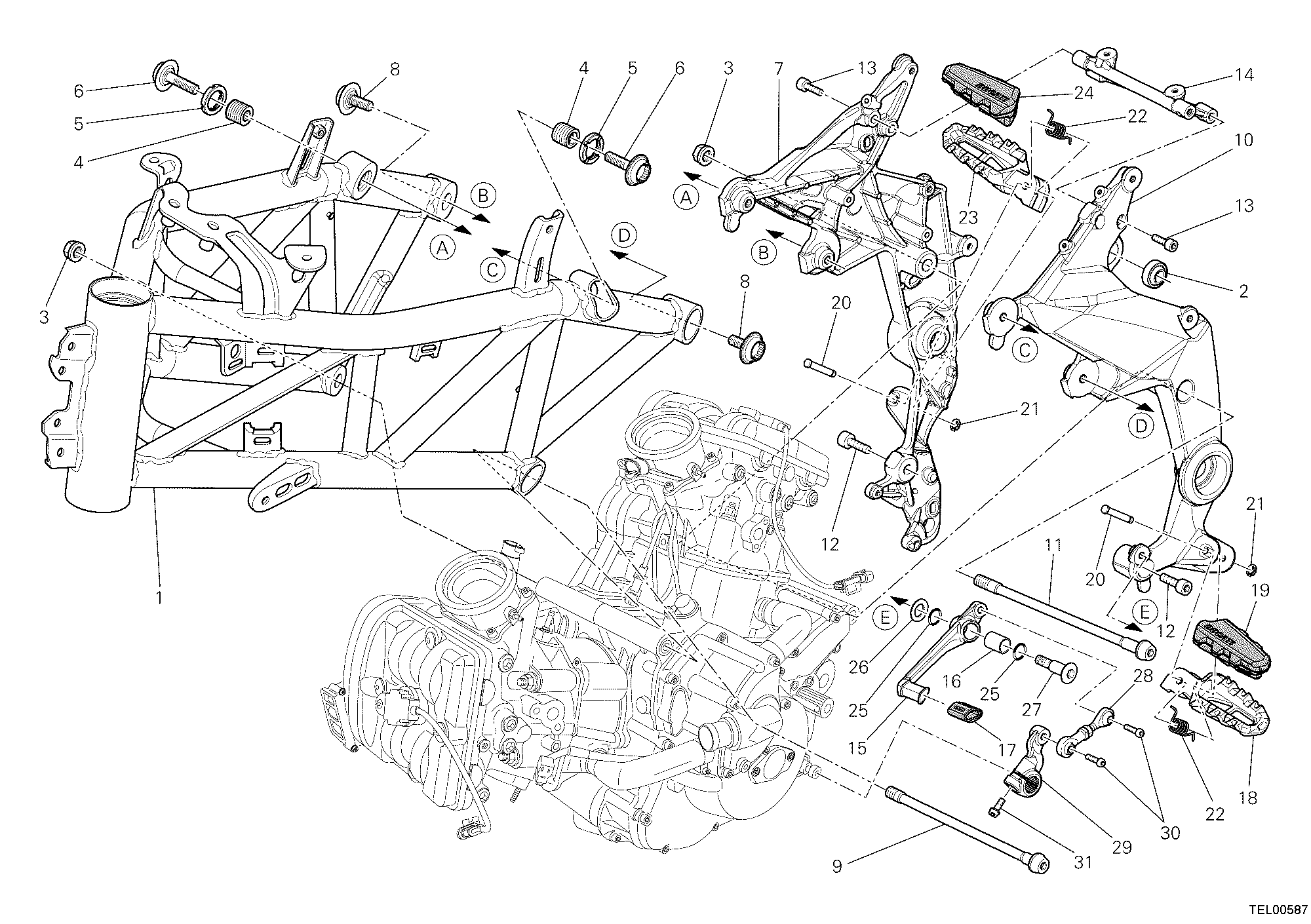 022 CADRE POUR MULTISTRADA 1200 S TOURING 2010