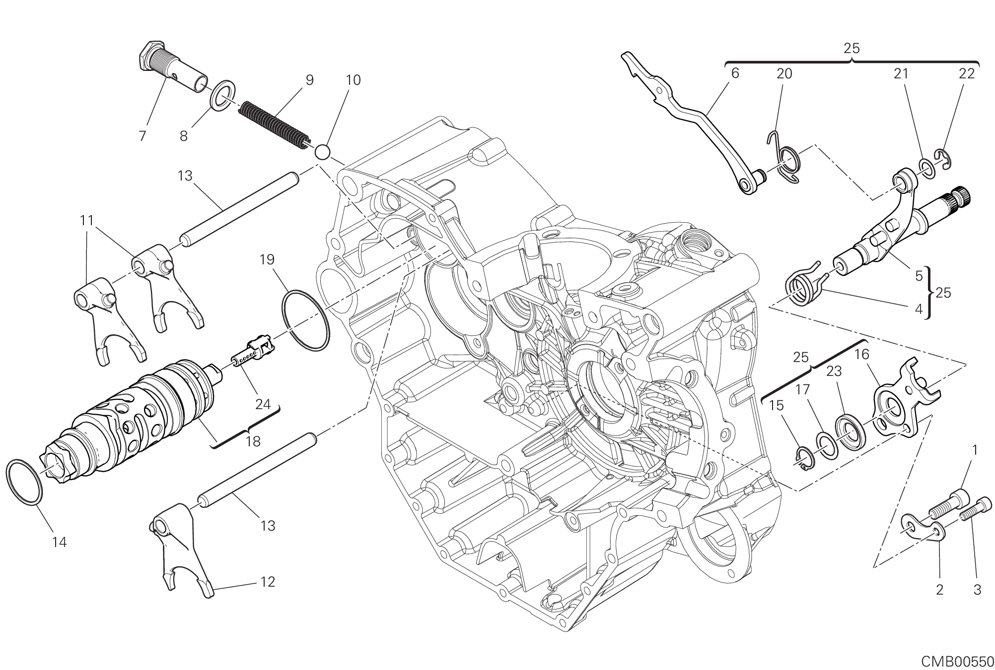02A TAMBOUR CHANGEMENT VITESSE FOURCHETTE POUR SCRAMBLER 1100 PRO DARK 2023