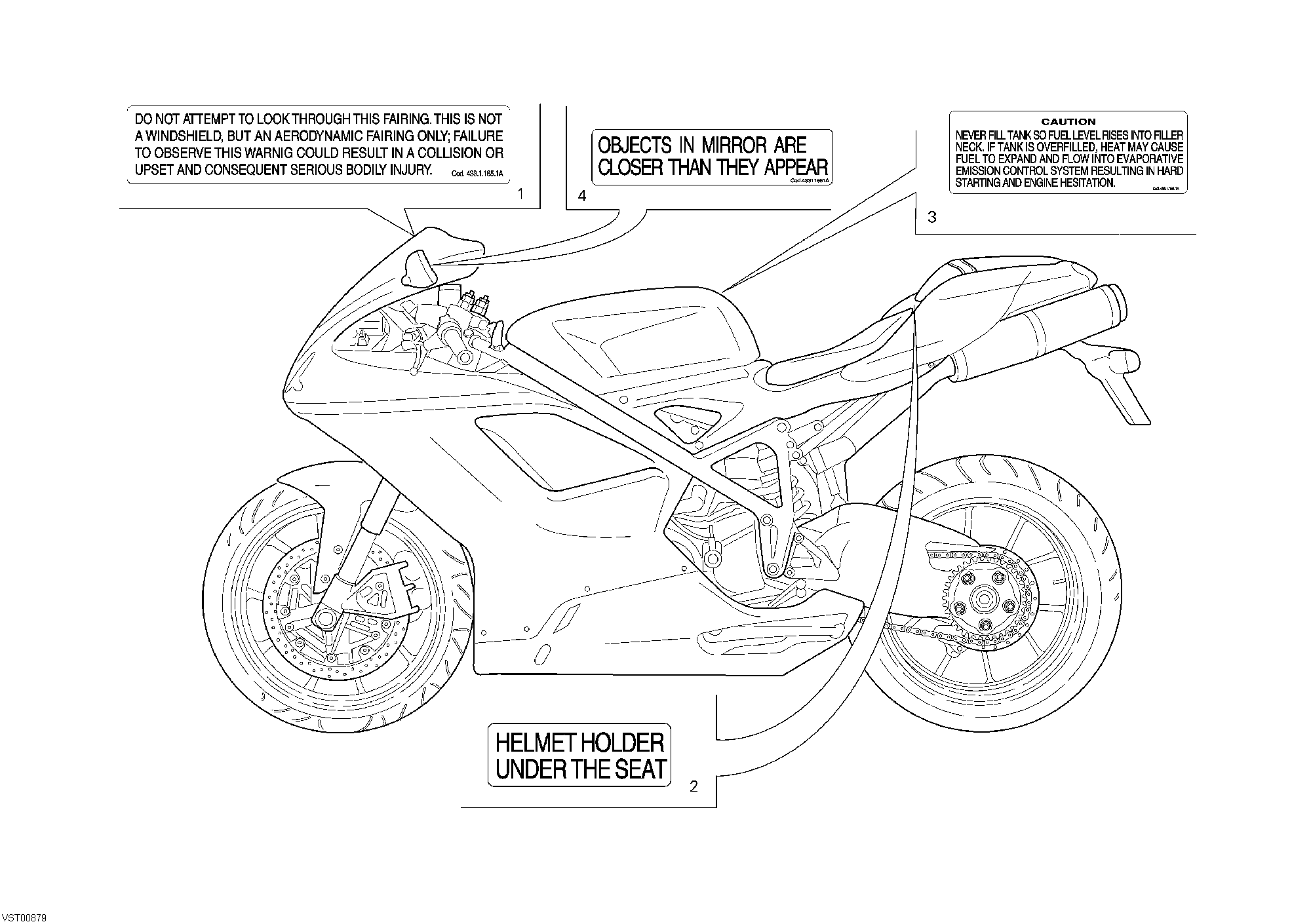 036 ETIQUETTES AVERTISSEMENT POUR SUPERBIKE 848 HAYDEN 2010