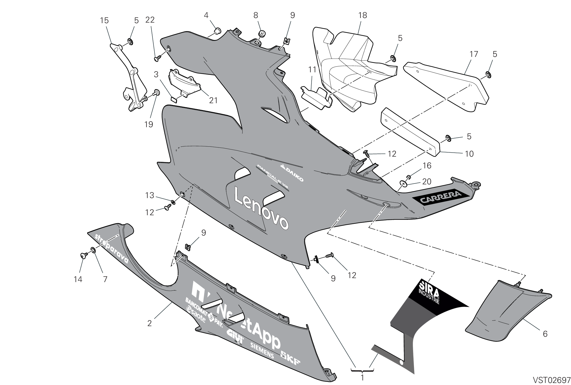 37B CARENE DROITE POUR SUPERBIKE PANIGALE V4 2022 WORLD CHAMPION MOTOGP REPLICA 63 2024