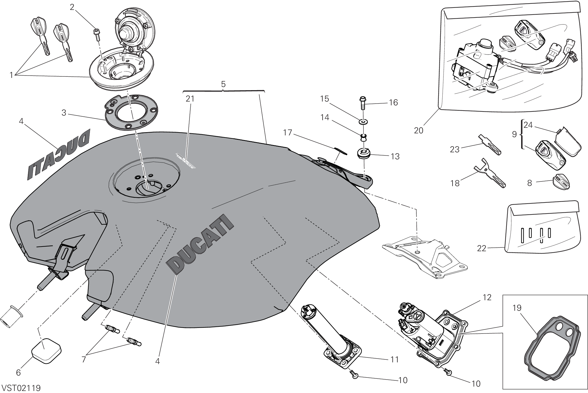 032 RESERVOIR CARBURANT POUR XDIAVEL 2021