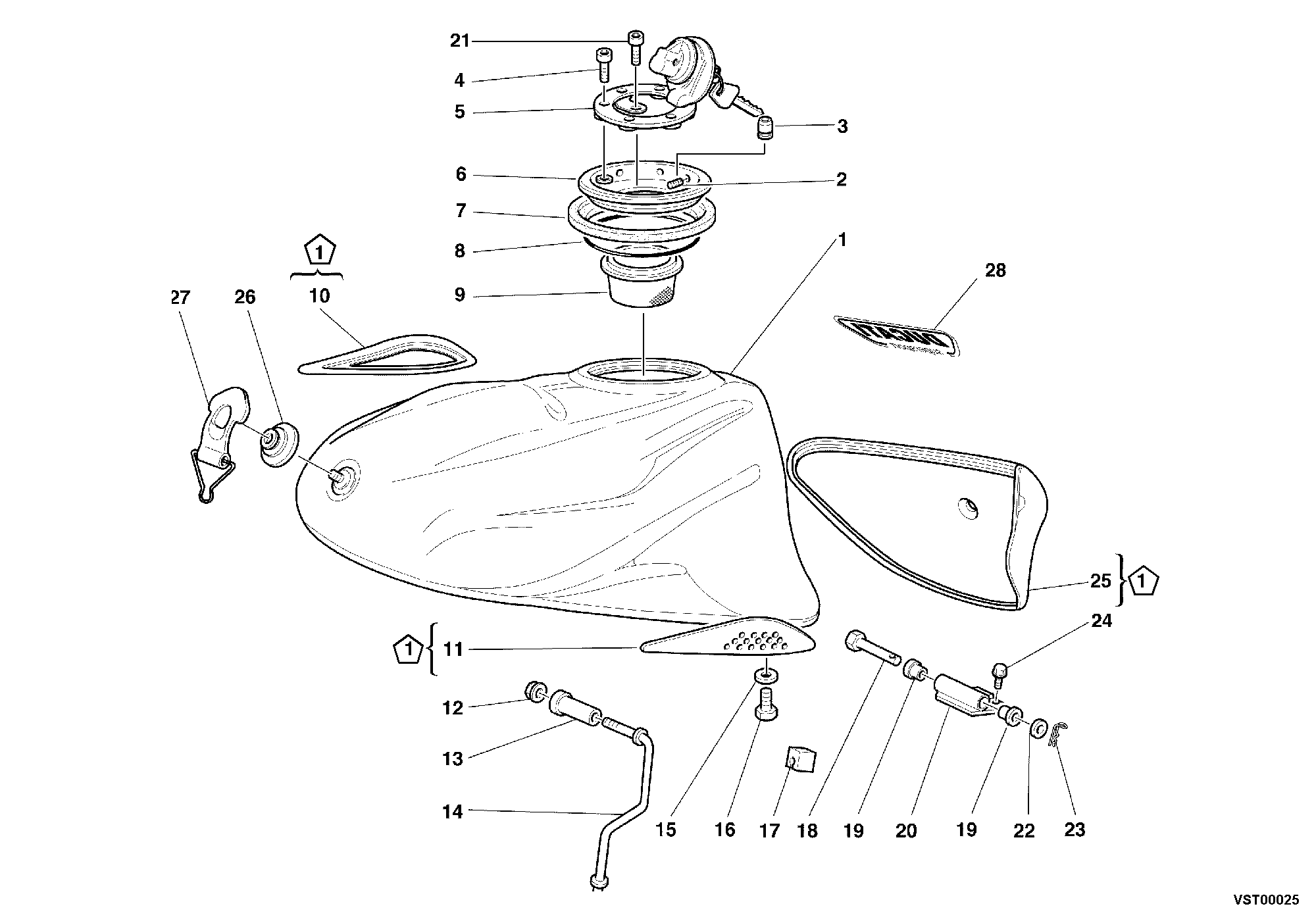 038 RESERVOIR CARBURANT POUR SUPERSPORT 750 SS 2000
