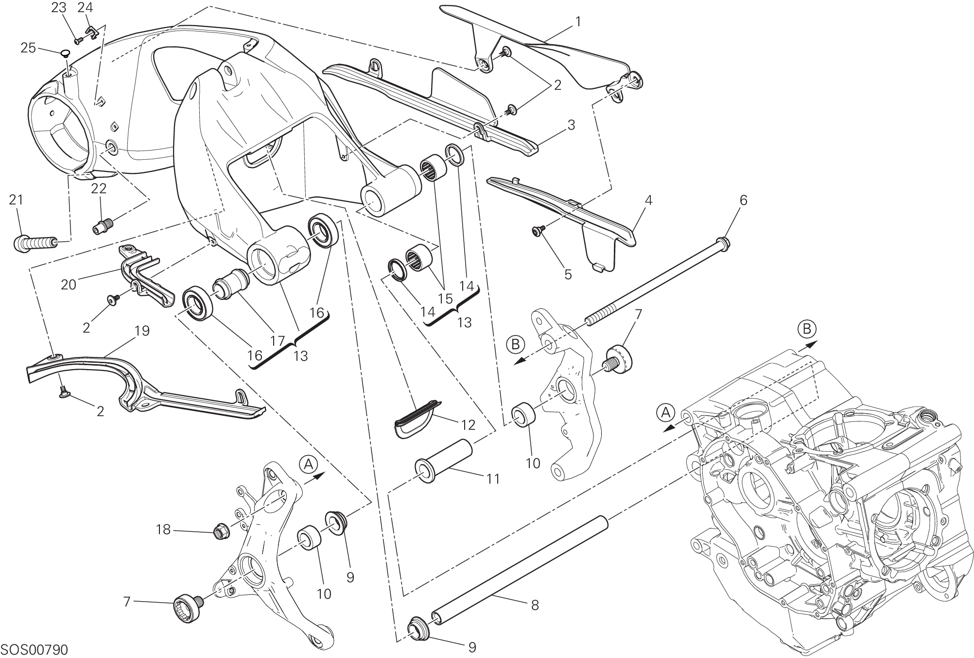 28A BRAS OSCILLANT ARRIERE POUR MONSTER 1200 R 2016