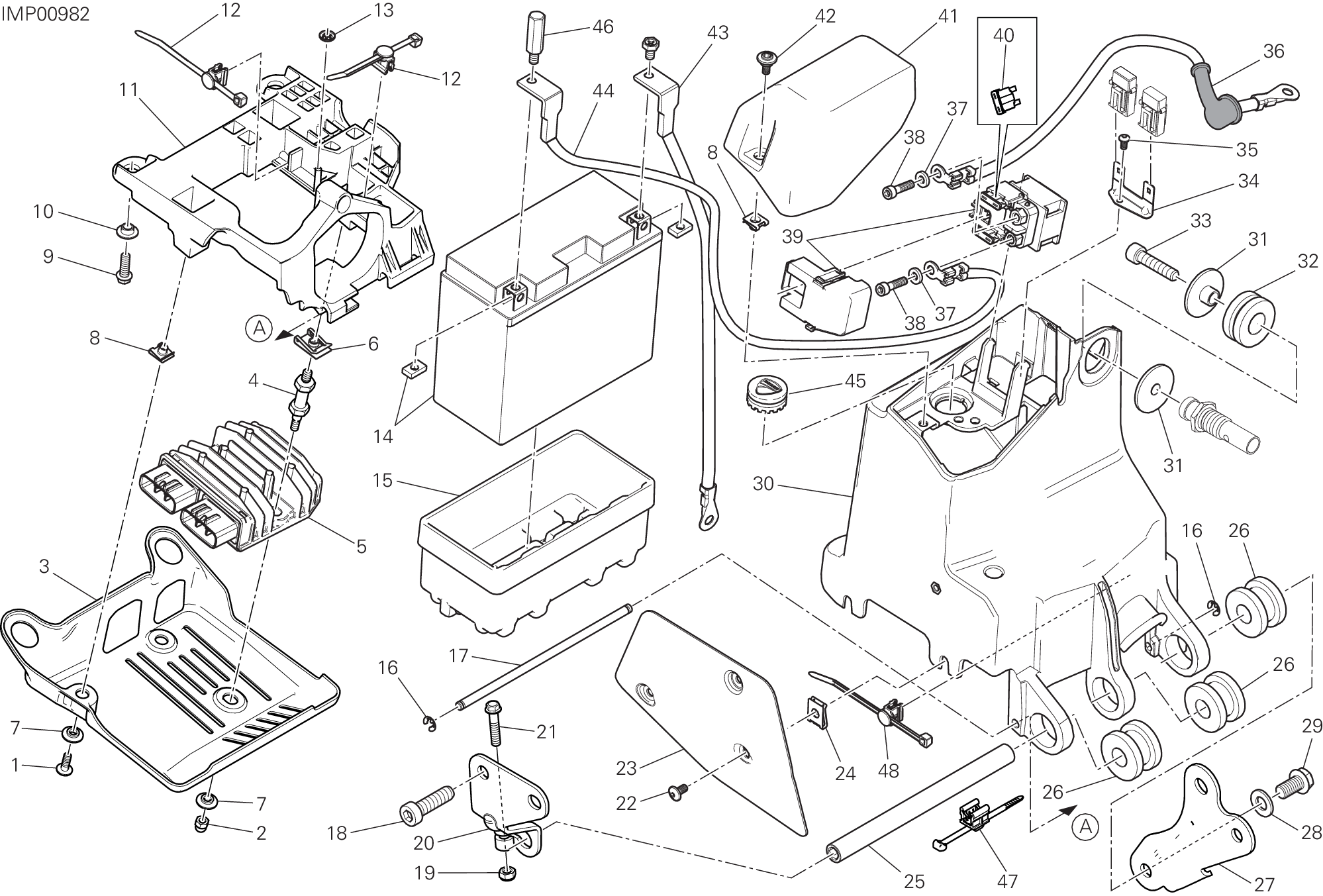 018 SUPPORT BATTERIE POUR MONSTER 1200 R 2016