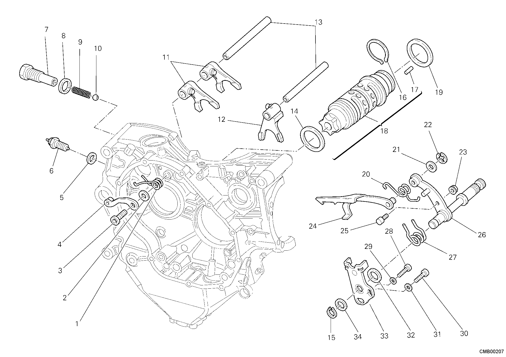 002 TAMBOUR CHANGEMENT VITESSE FOURCHETTE POUR SUPERBIKE 848 2008