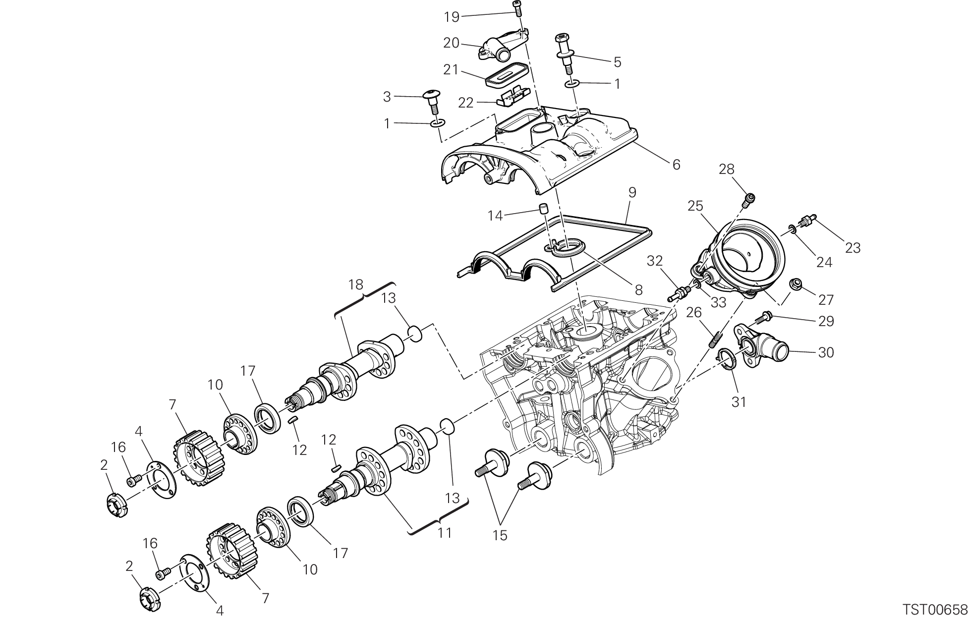 13A CULASSE VERTICALE DISTRIBUTION POUR MULTISTRADA 950 S 2019
