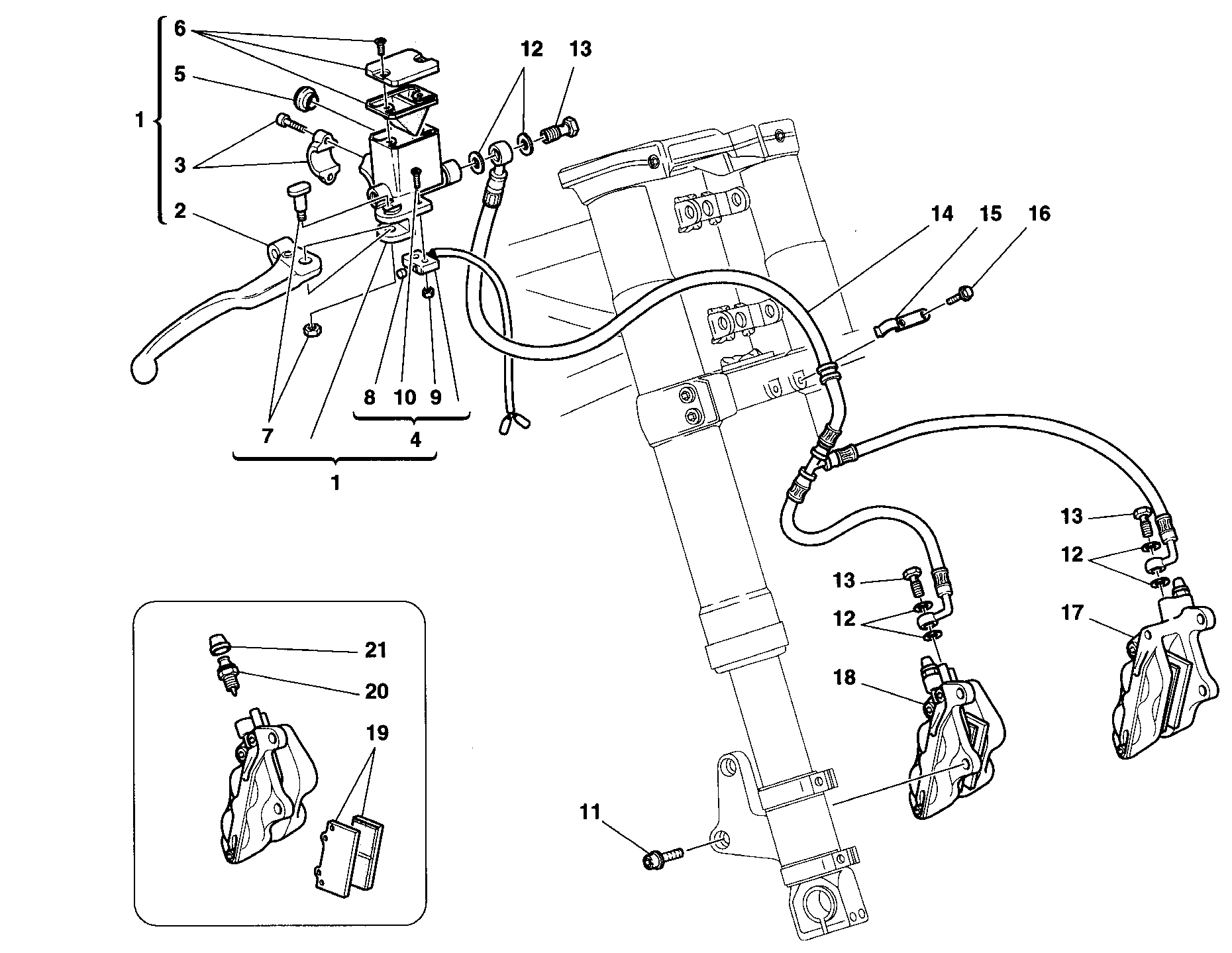 028 SYSTEME DE FREIN AVANT POUR SPORT TOURING ST2 1997