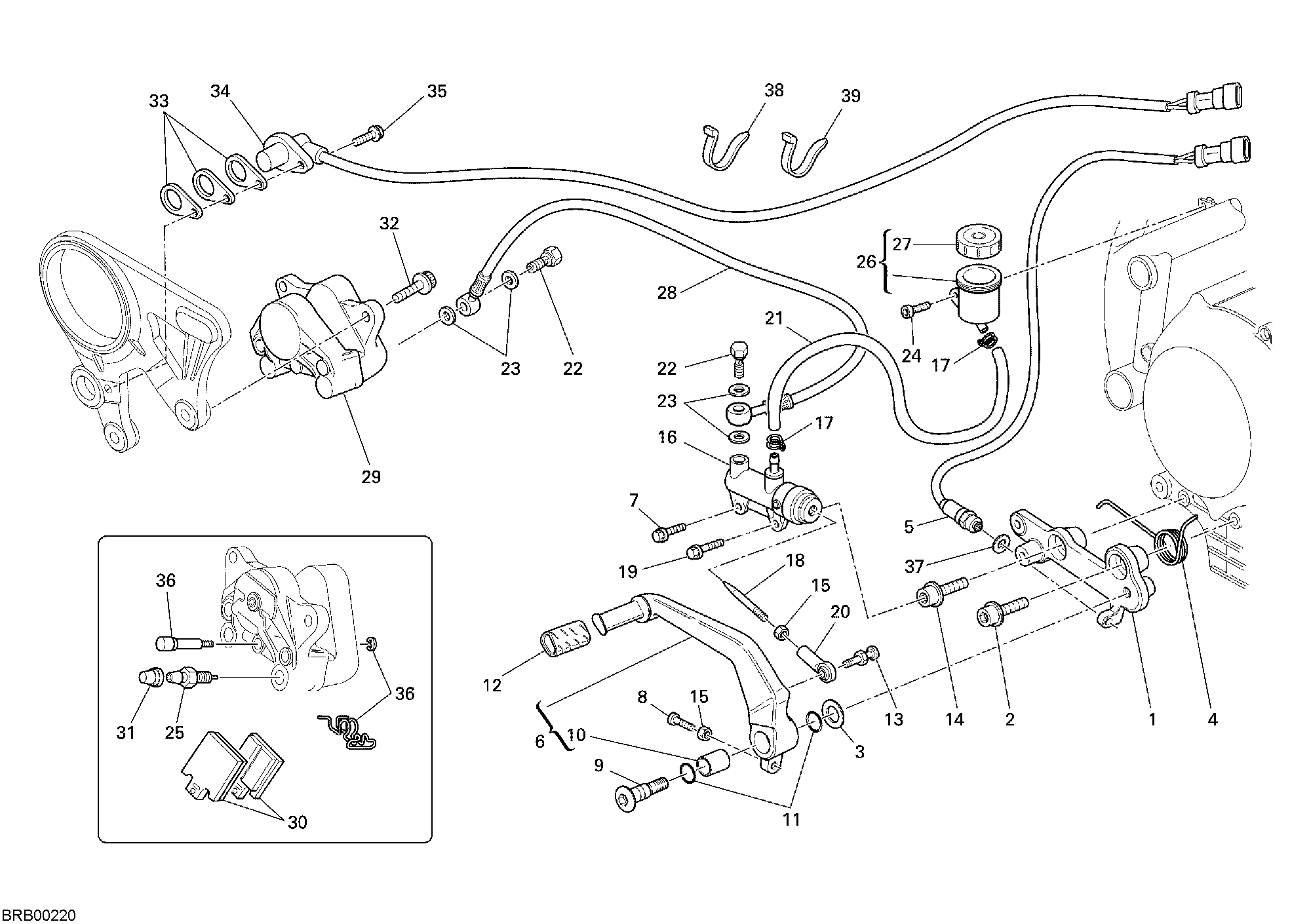 025 SYSTEME DE FREIN ARRIERE POUR SUPERBIKE 1098 R 2009