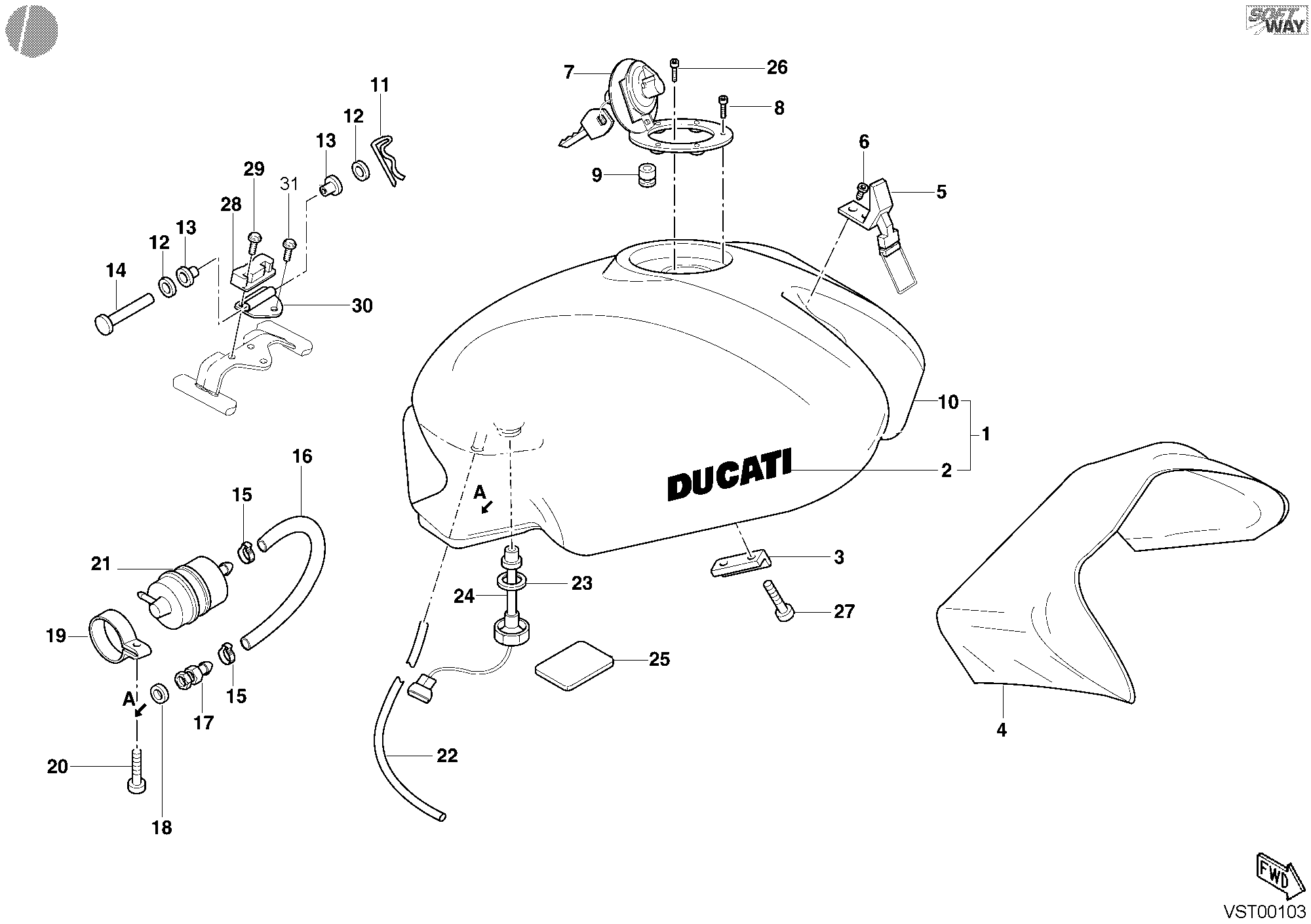036 RESERVOIR CARBURANT POUR MONSTER 600 2001