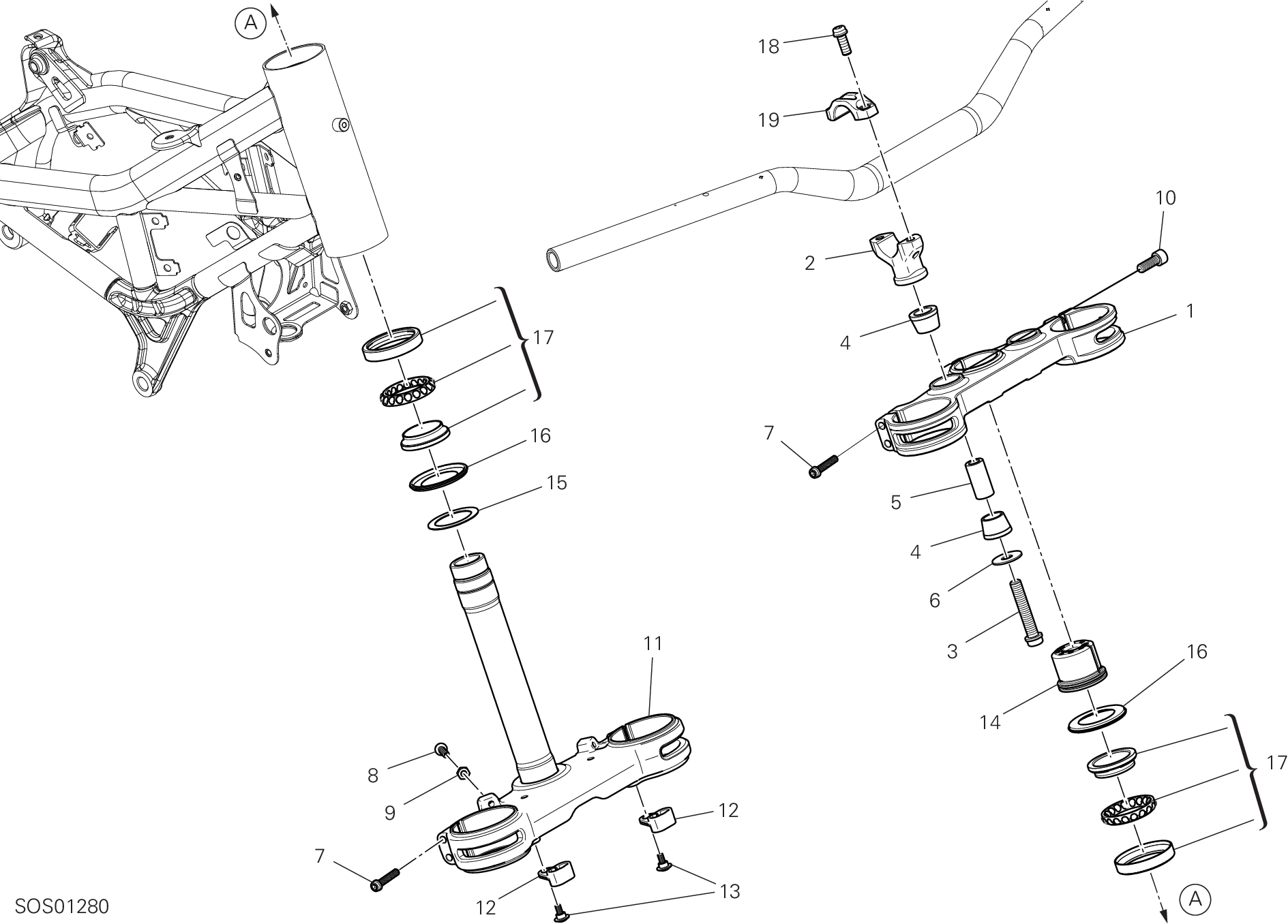 17A ENSEMBLE DIRECTION POUR HYPERMOTARD 698 MONO 2024