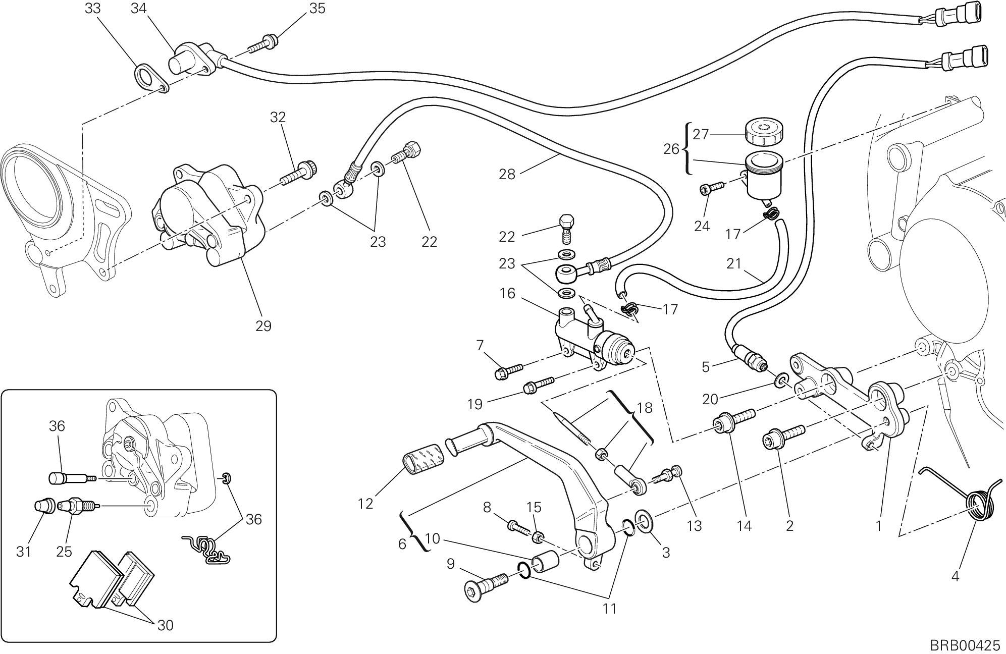 025 SYSTEME DE FREIN ARRIERE POUR SUPERBIKE 848 EVO 2012
