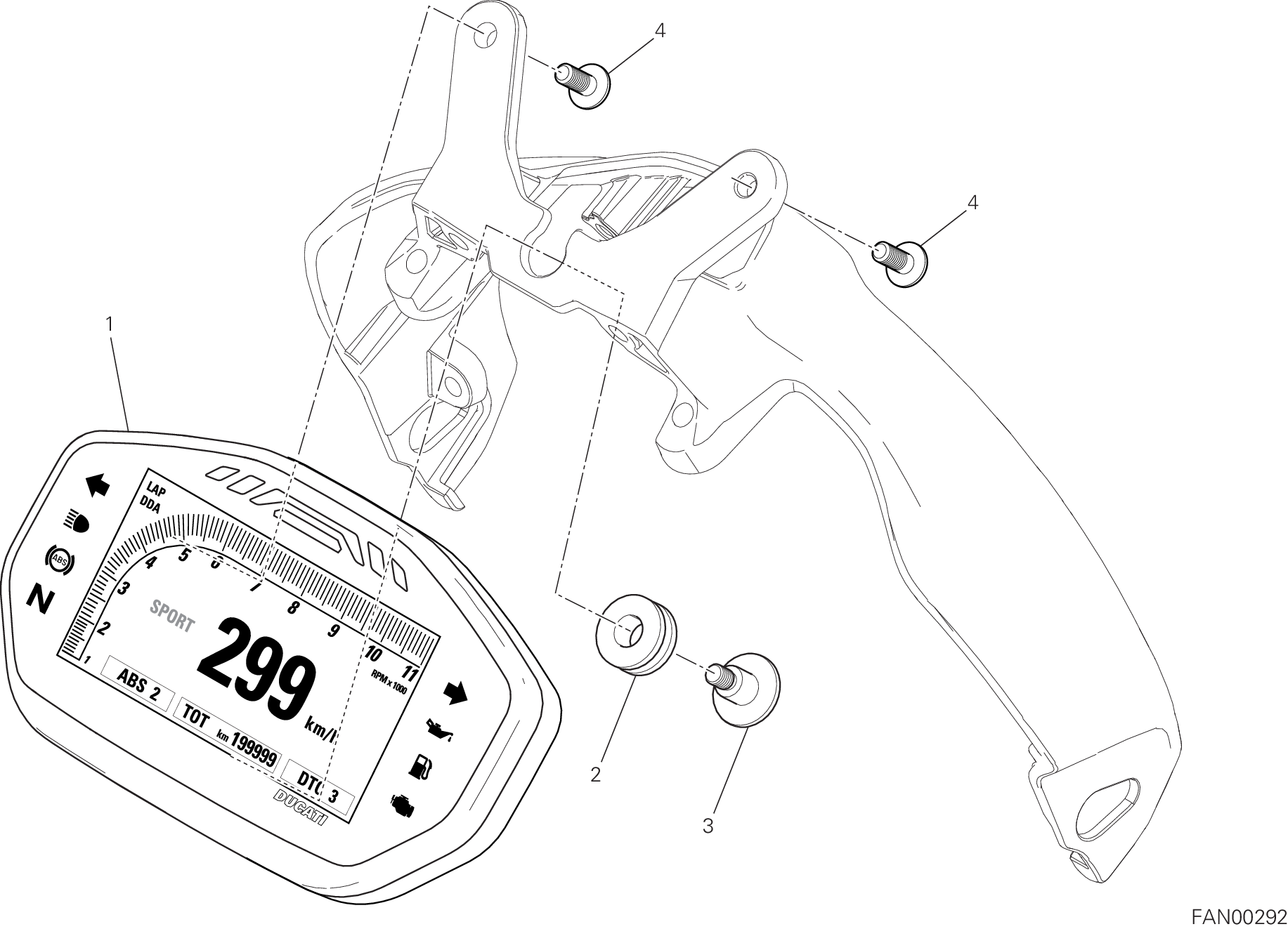 20A TABLEAU DE BORD POUR MONSTER 1200 R 2016