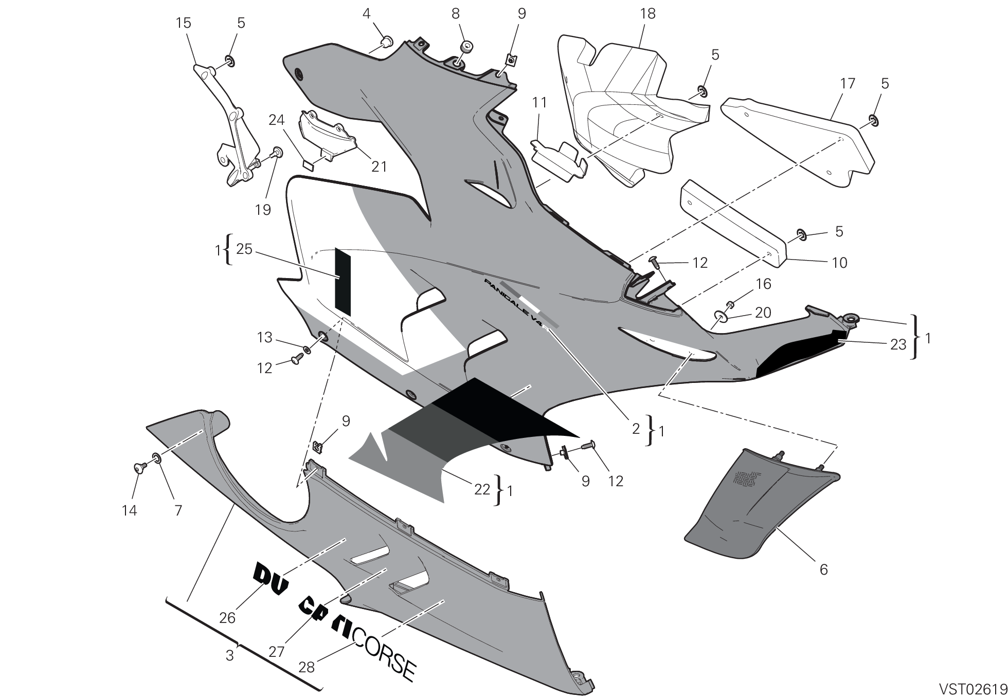 37B CARENE DROITE POUR SUPERBIKE PANIGALE V4 R 2023