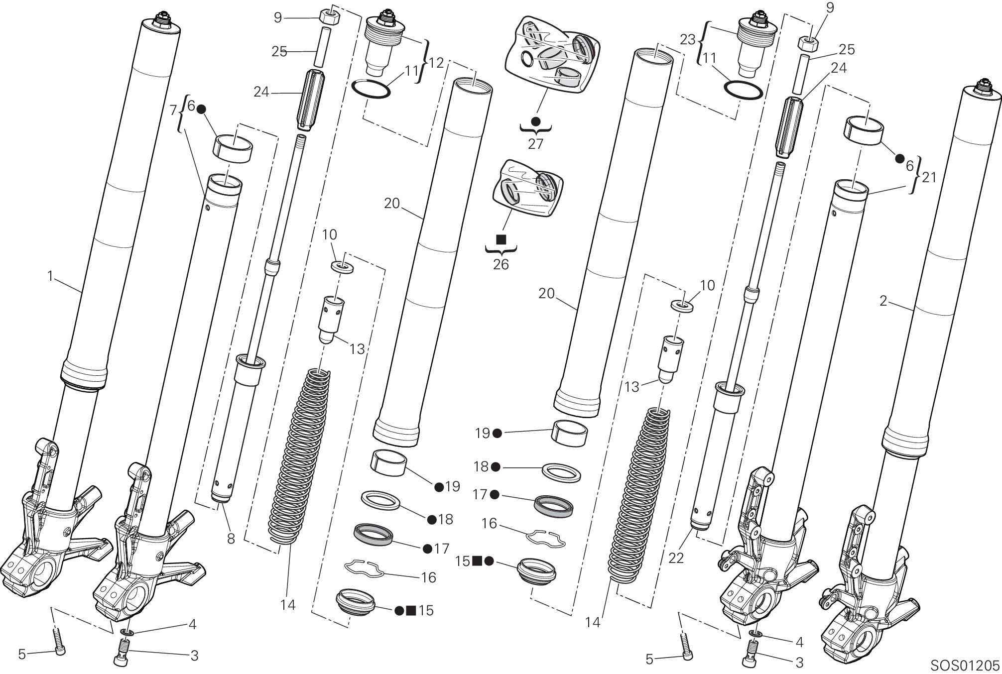17B FOURCHE AVANT POUR DESERT X DISCOVERY 2025