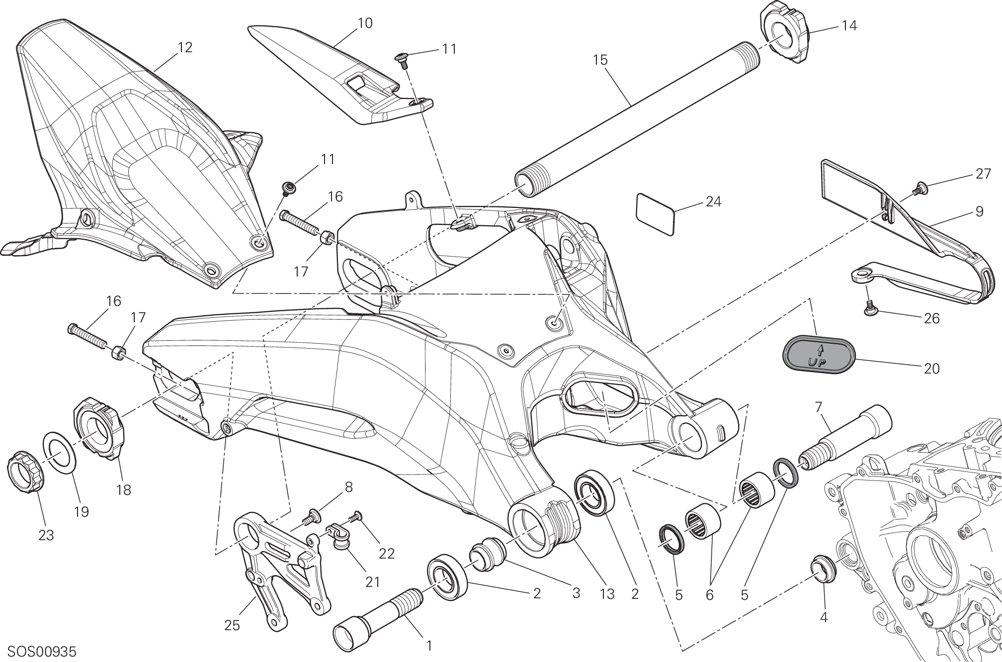 28A BRAS OSCILLANT ARRIERE POUR SUPERBIKE 959 PANIGALE ABS 2019