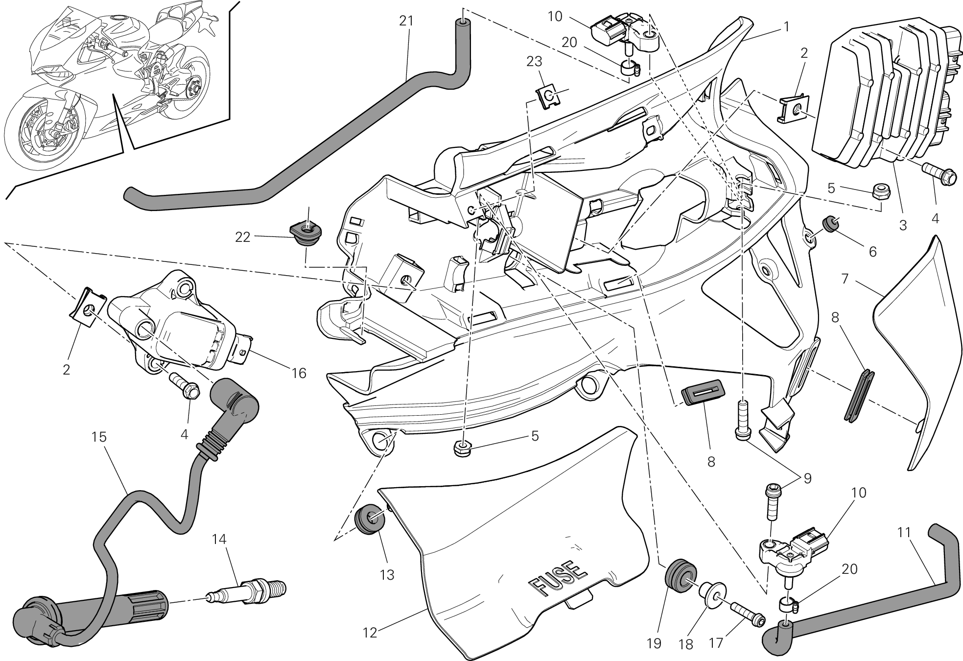 018 IMPIANTO ELETTRICO SINISTRO POUR SUPERBIKE 1199 PANIGALE 2013