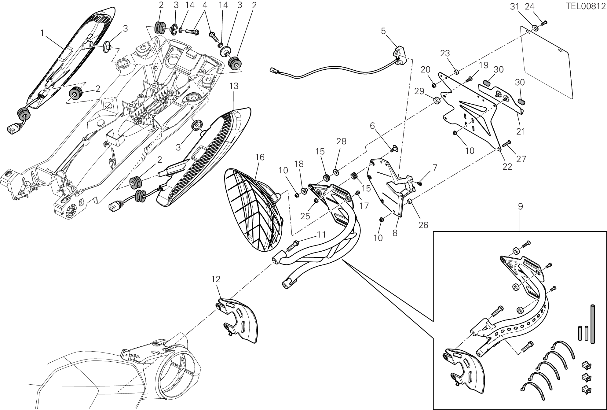 27A SUPPORT PLAQUE IMMATRICUL FEU ARRIERE POUR DIAVEL CROMO 2013