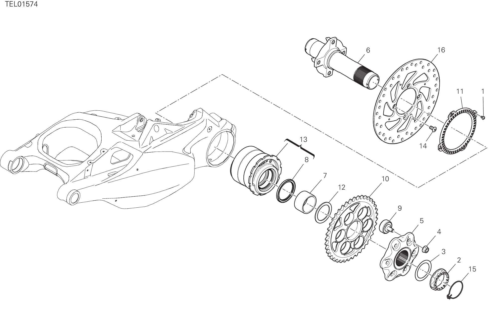 29B PIVOT ROUE ARRIERE POUR MULTISTRADA V4 PIKES PEAK 2023