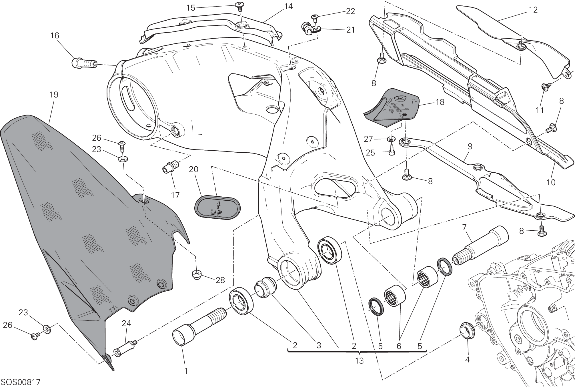 28A BRAS OSCILLANT ARRIERE POUR SUPERBIKE 1299S 90 ANNIVERSARIO 2017