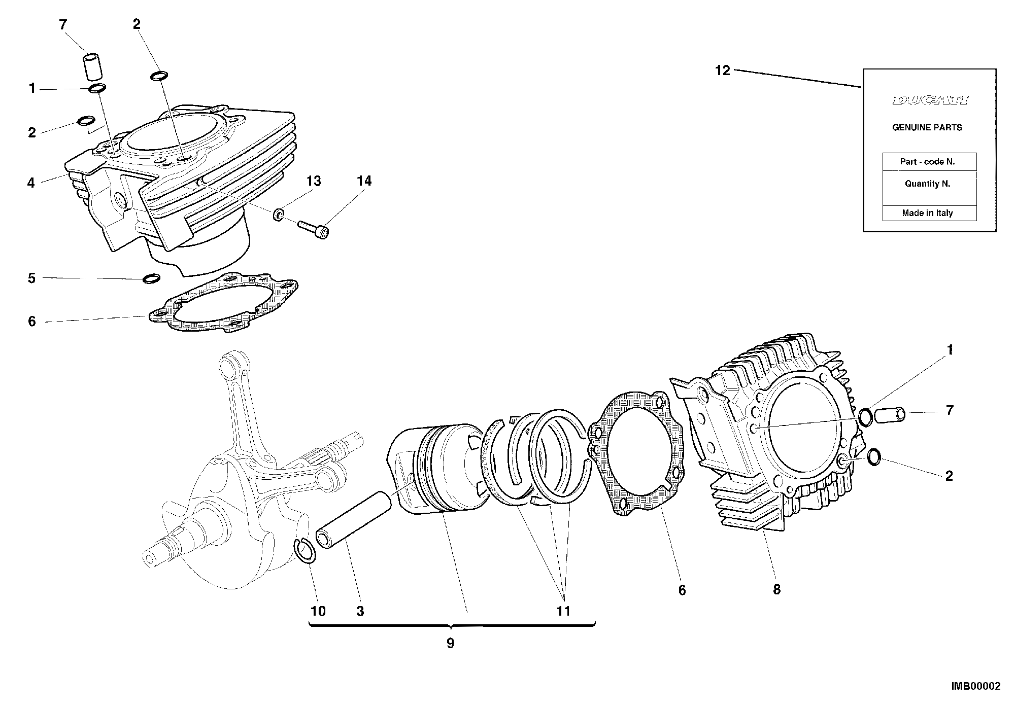 007 CYLINDRE PISTON POUR SUPERSPORT 900 SS 2000