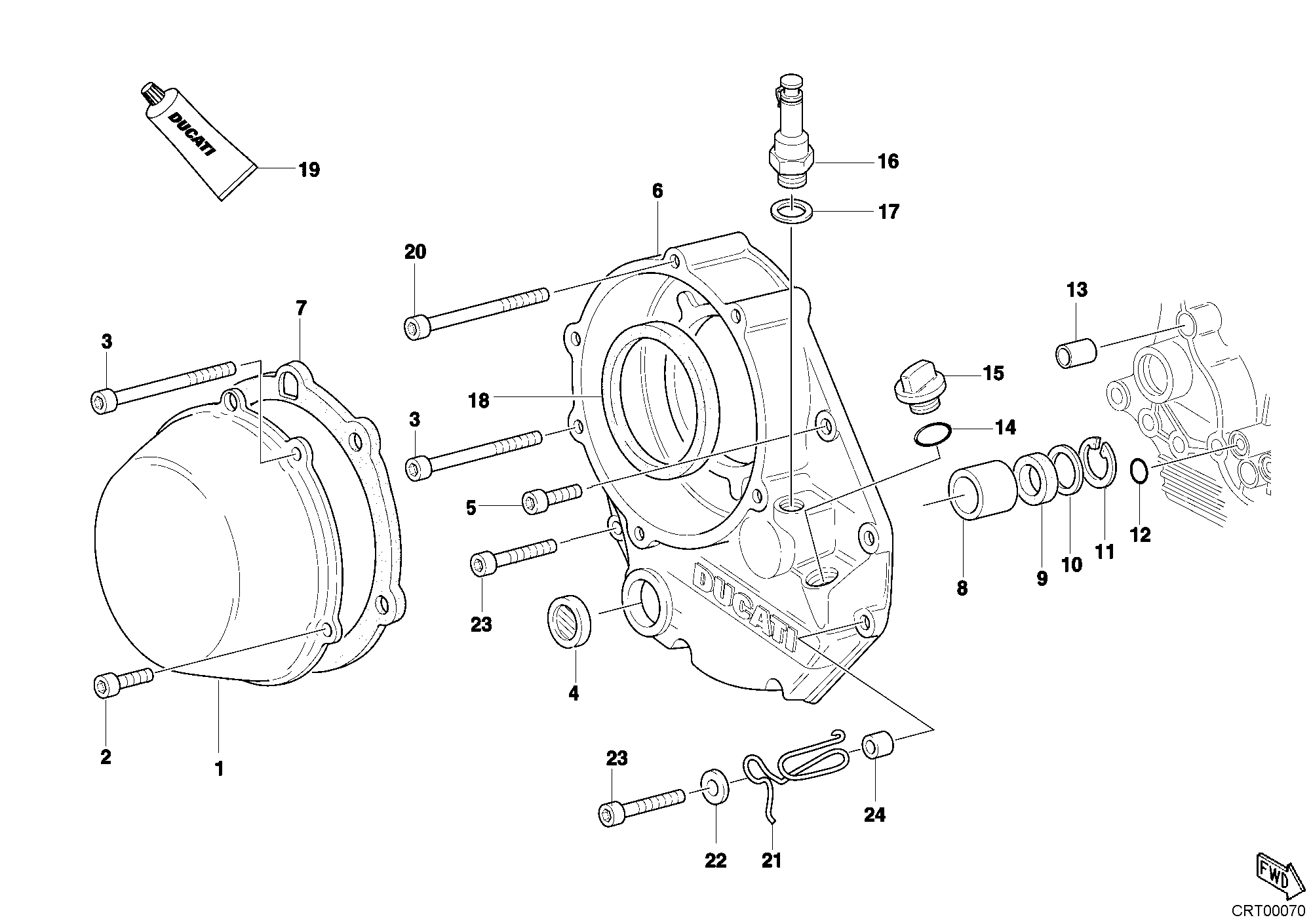 003 COUVERCLE EMBRAYAGE POUR SPORTCLASSIC MH900E 2001