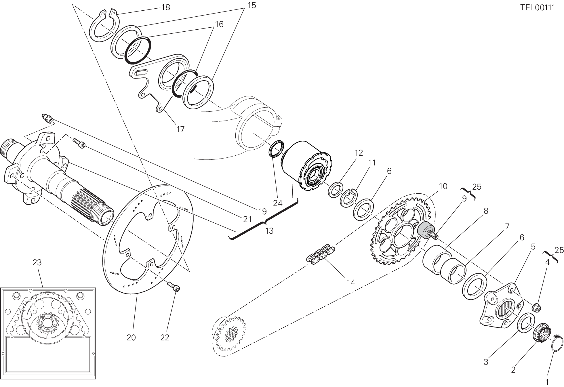 032 MOYEU ROUE ARRIERE POUR SPORTCLASSIC MH900E 2002