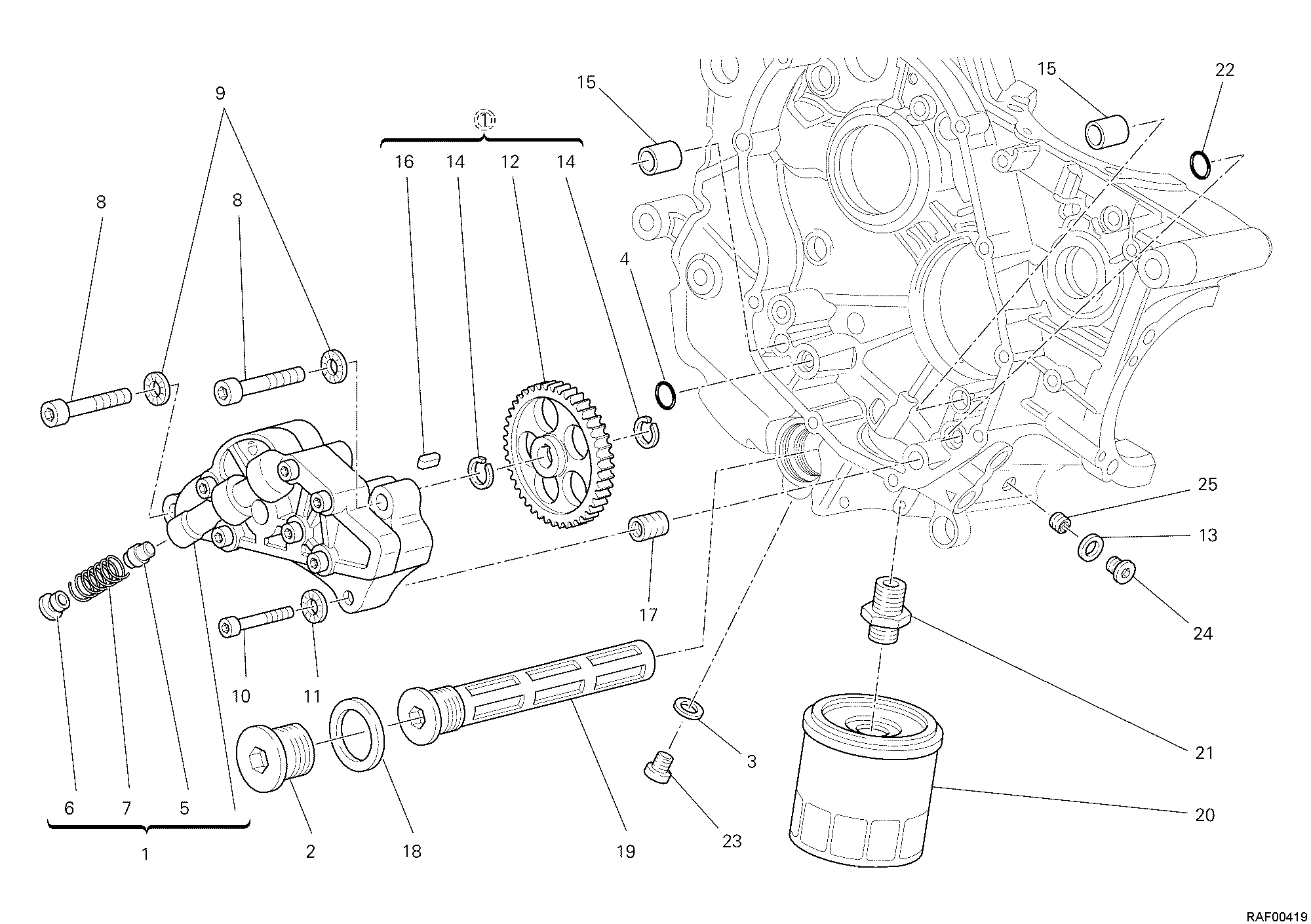 009 POMPE A HUILE FILTRE POUR MONSTER 696 ABS 2010