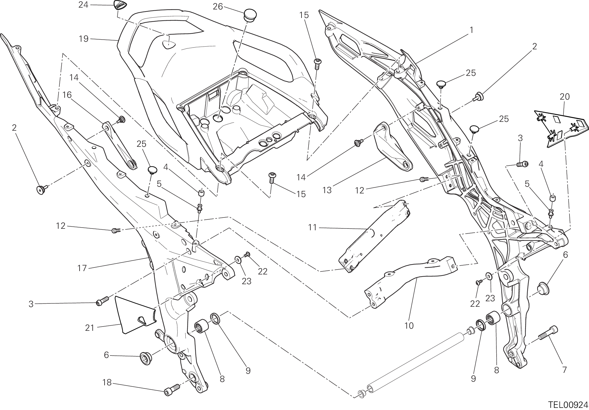 027 BRIDE ARRIERE POUR MULTISTRADA 1200 ABS 2016