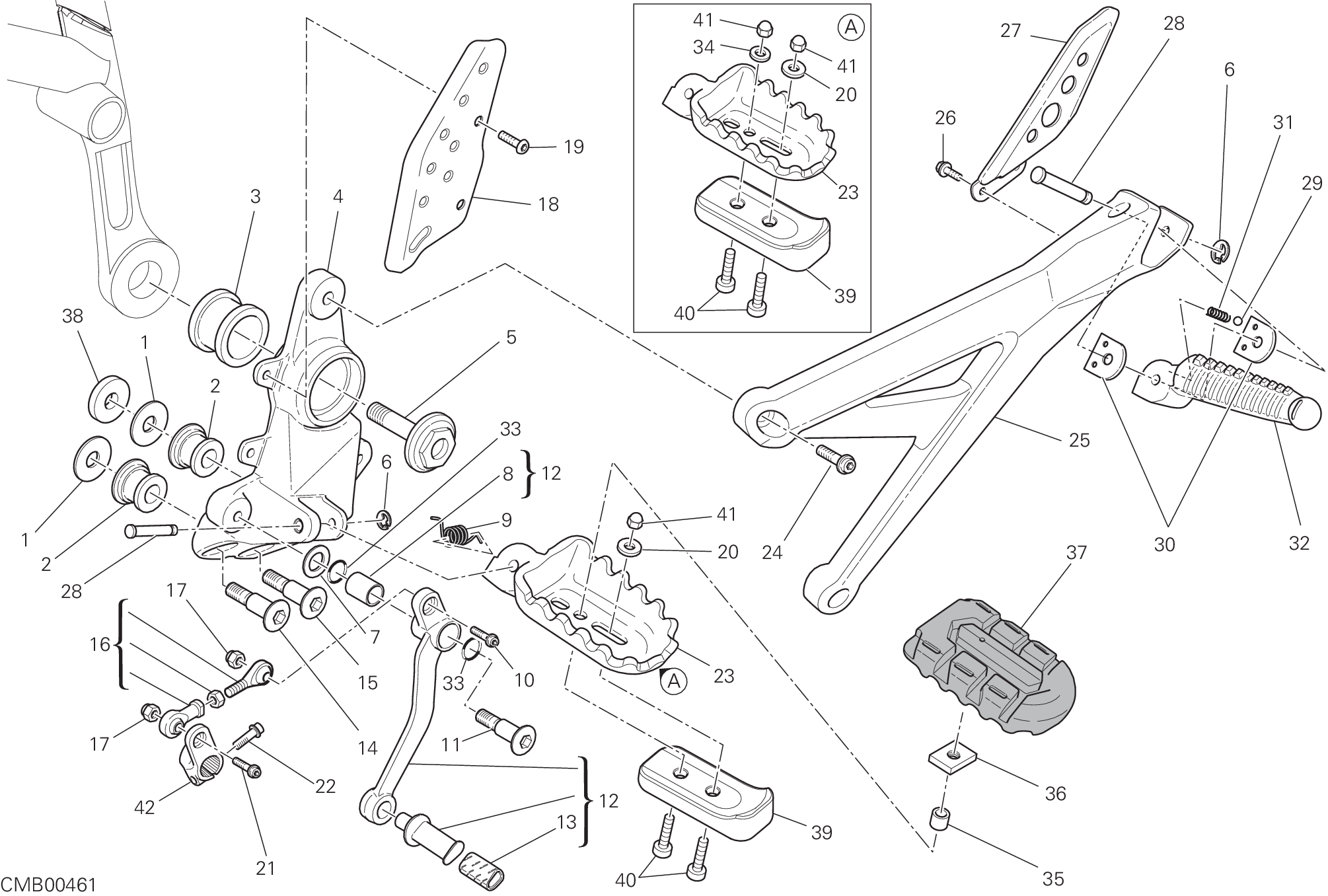 31A REPOSE PIED GAUCHE POUR HYPERMOTARD 1100 EVO SP 2012