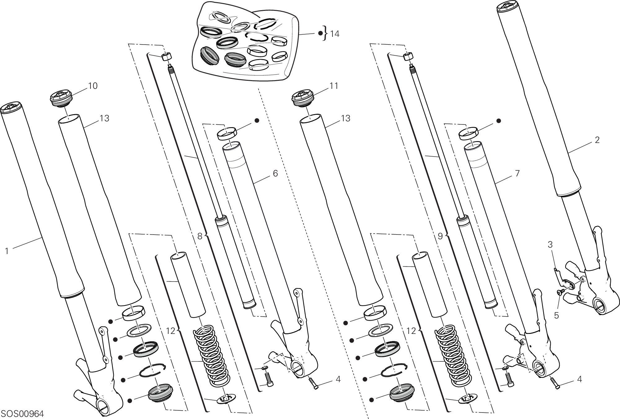 17B FOURCHE AVANT POUR HYPERMOTARD 950 2019