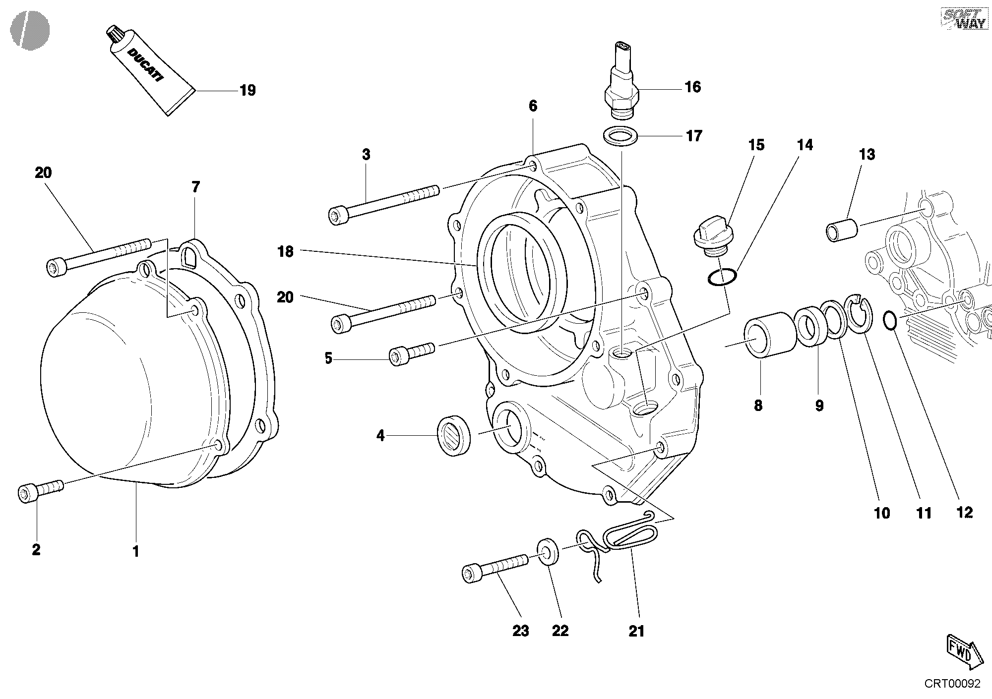 005 COUVERCLE EMBRAYAGE POUR SUPERBIKE 748 E 2001