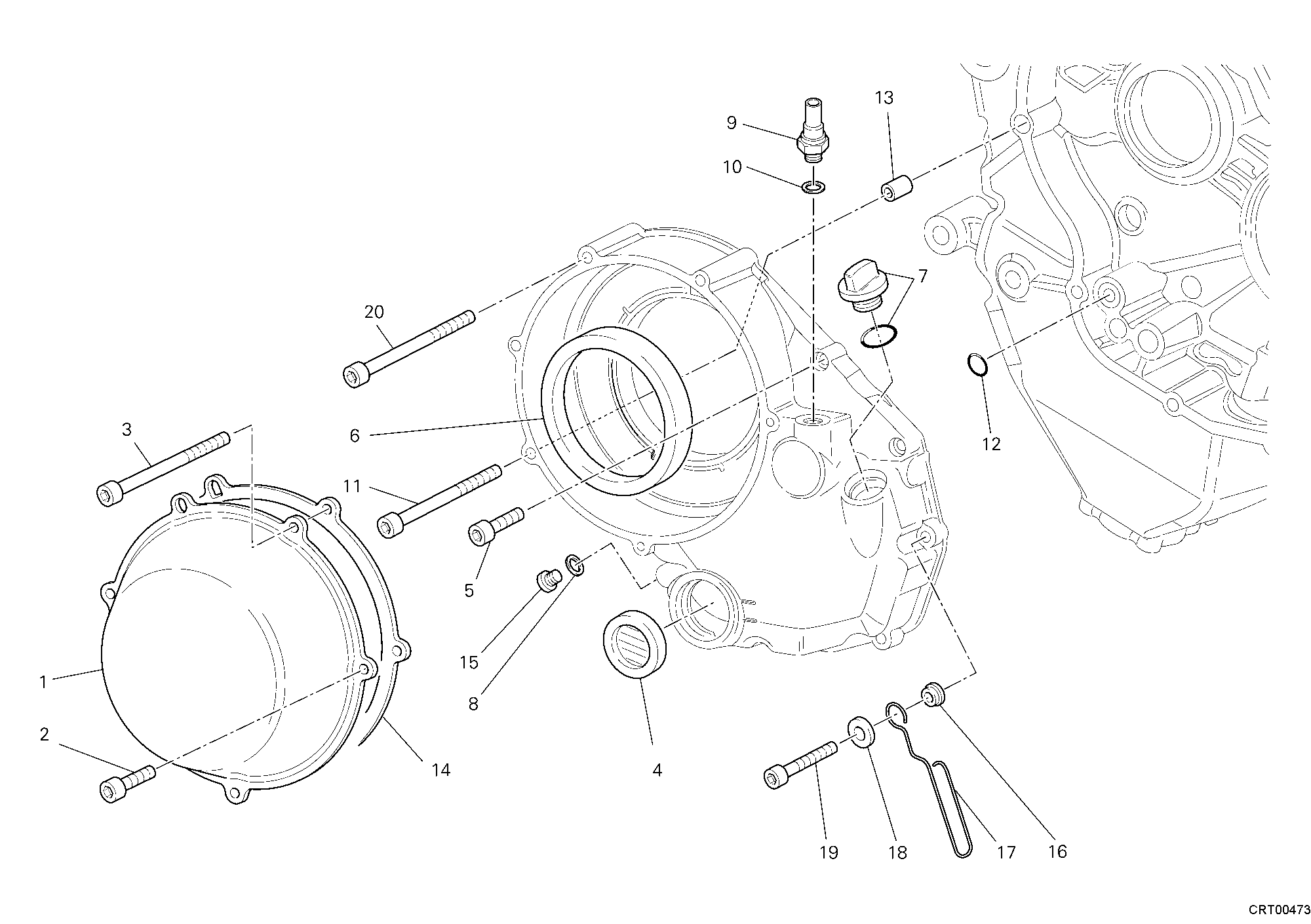 005 COUVERCLE EMBRAYAGE EXTERIEUR POUR SUPERBIKE 1198 S 2009