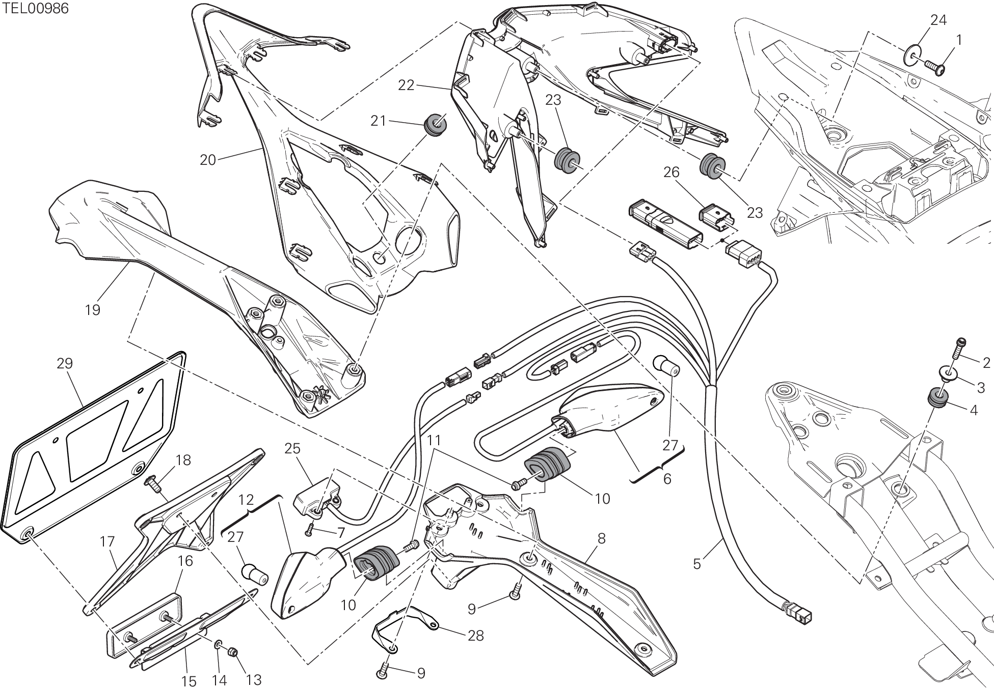 27A SUPPORT PLAQUE IMMATRICUL FEU ARRIERE POUR SUPERBIKE 959 PANIGALE ABS 2018