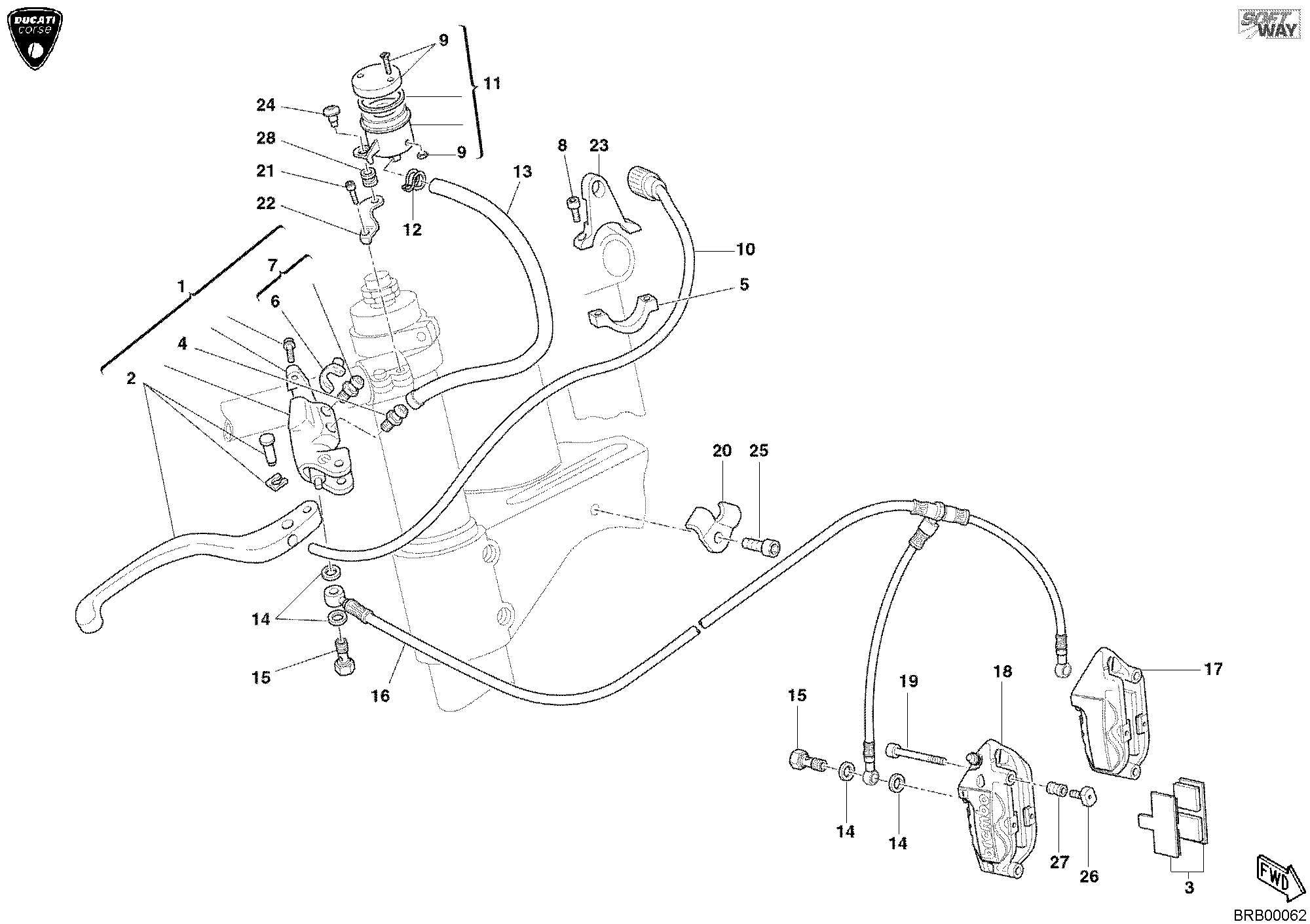 025 SYSTEME DE FREIN AVANT POUR SUPERBIKE 998 RS 2002