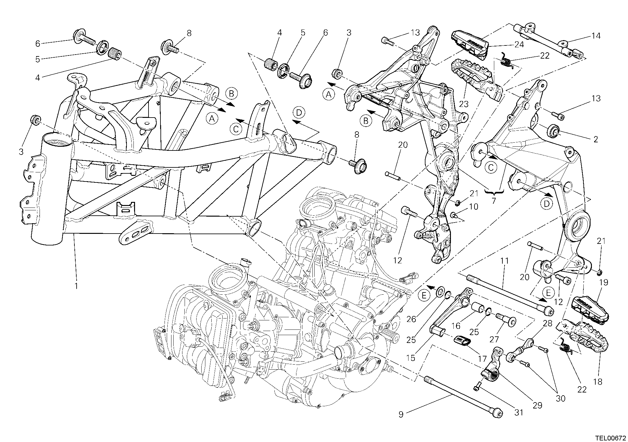 022 CADRE POUR MULTISTRADA 1200 ABS 2010
