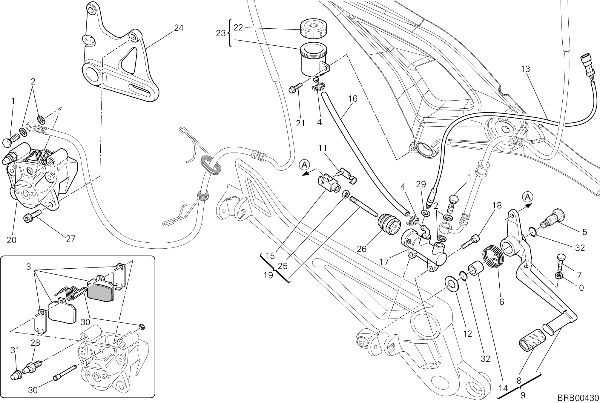 029 SYSTEME DE FREIN ARRIERE POUR MONSTER 659 ABS AUSTRALIA 2012