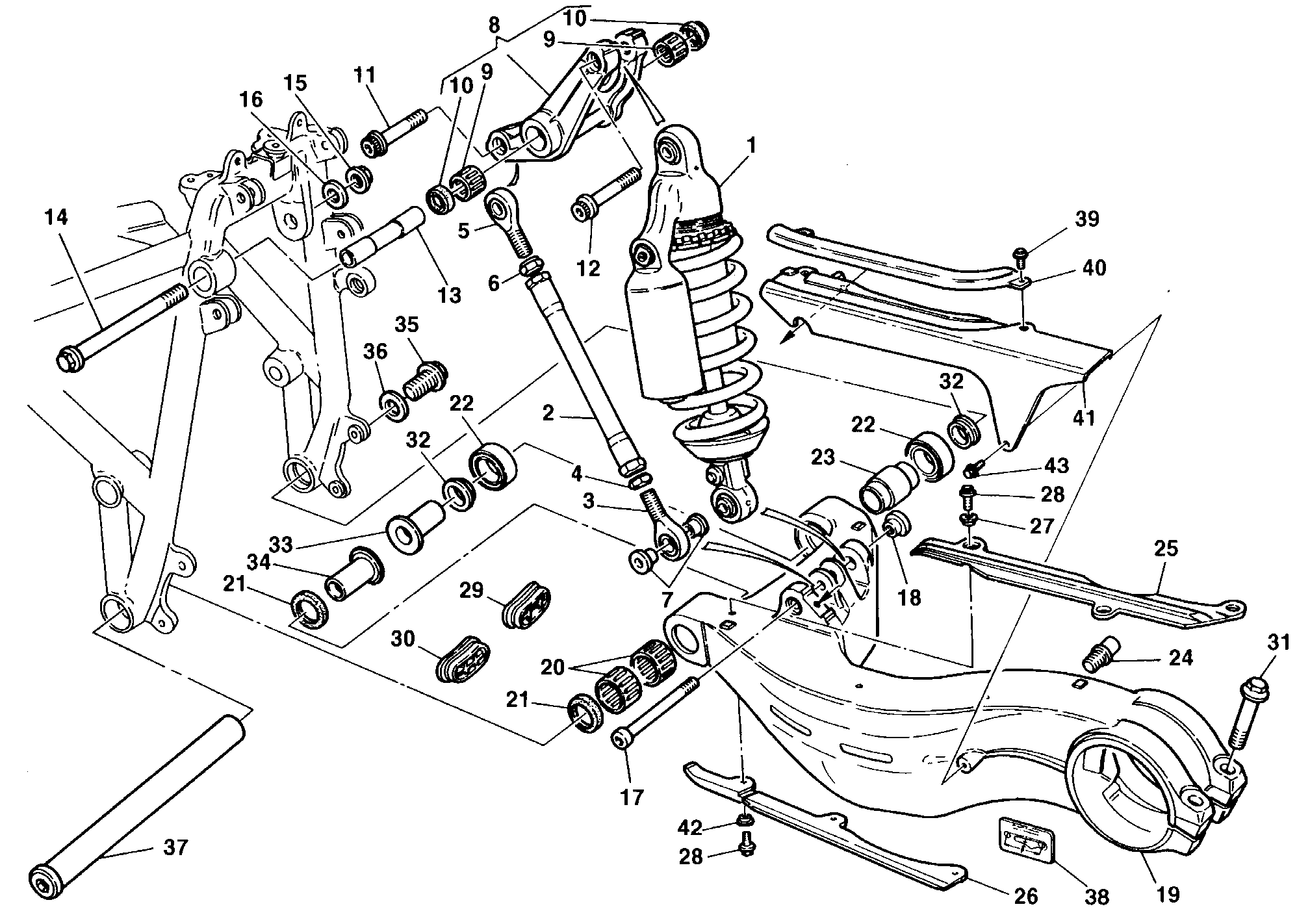 030 AMORTISSEUR ARRIERE POUR SUPERBIKE 916 SPS 1998